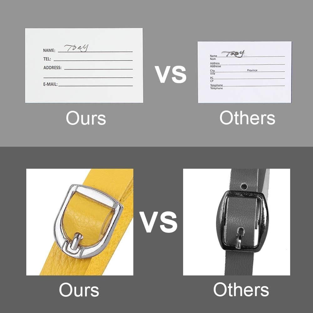 Etiquetas de Equipaje de Cuero Vigorport Amarillo - Paquete de 4