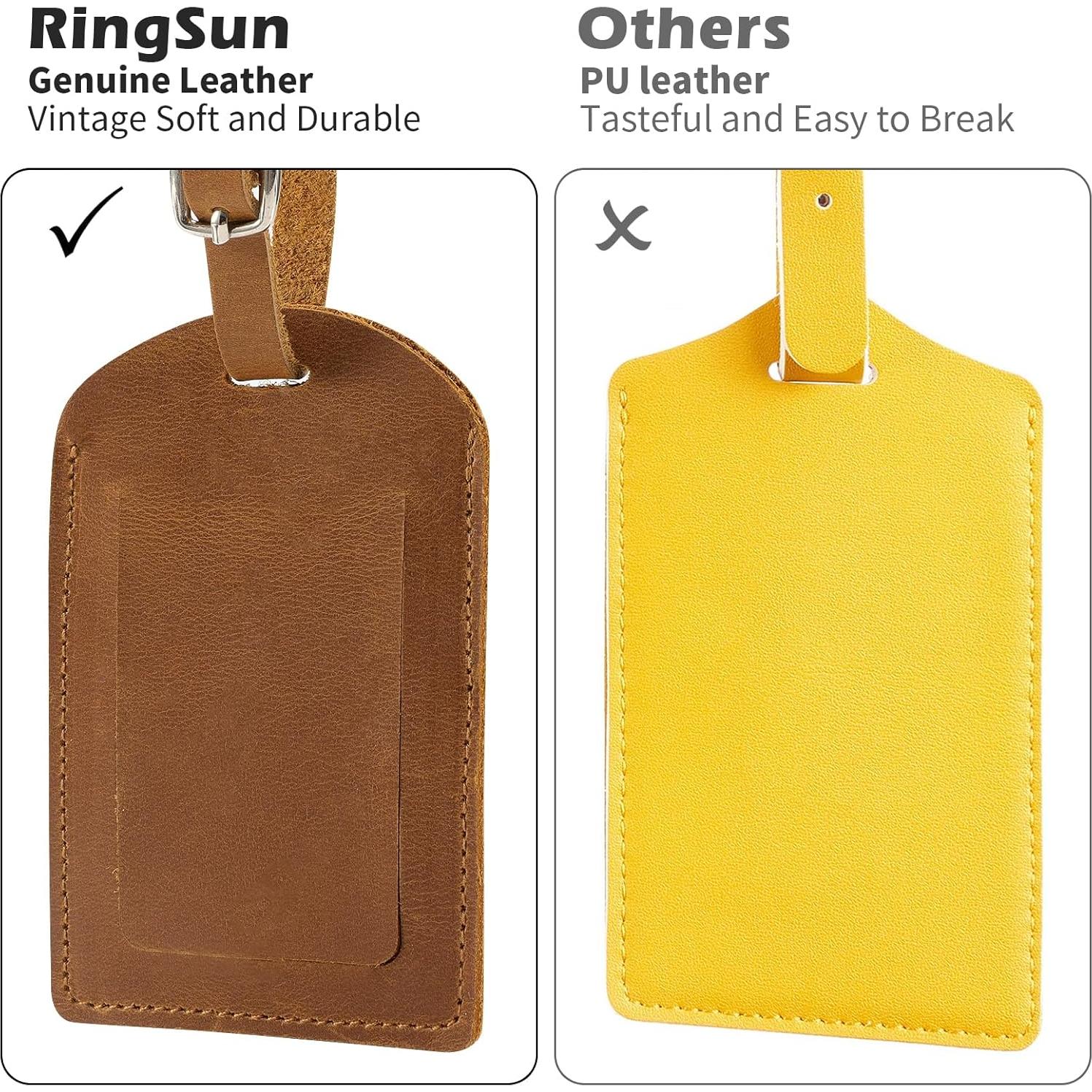 Etiqueta de Equipaje de Cuero Genuino Ringsun - 2 Paquete
