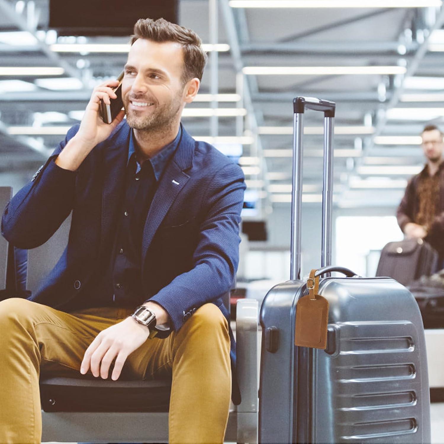 Etiqueta de Equipaje de Cuero Genuino Ringsun - 2 Paquete