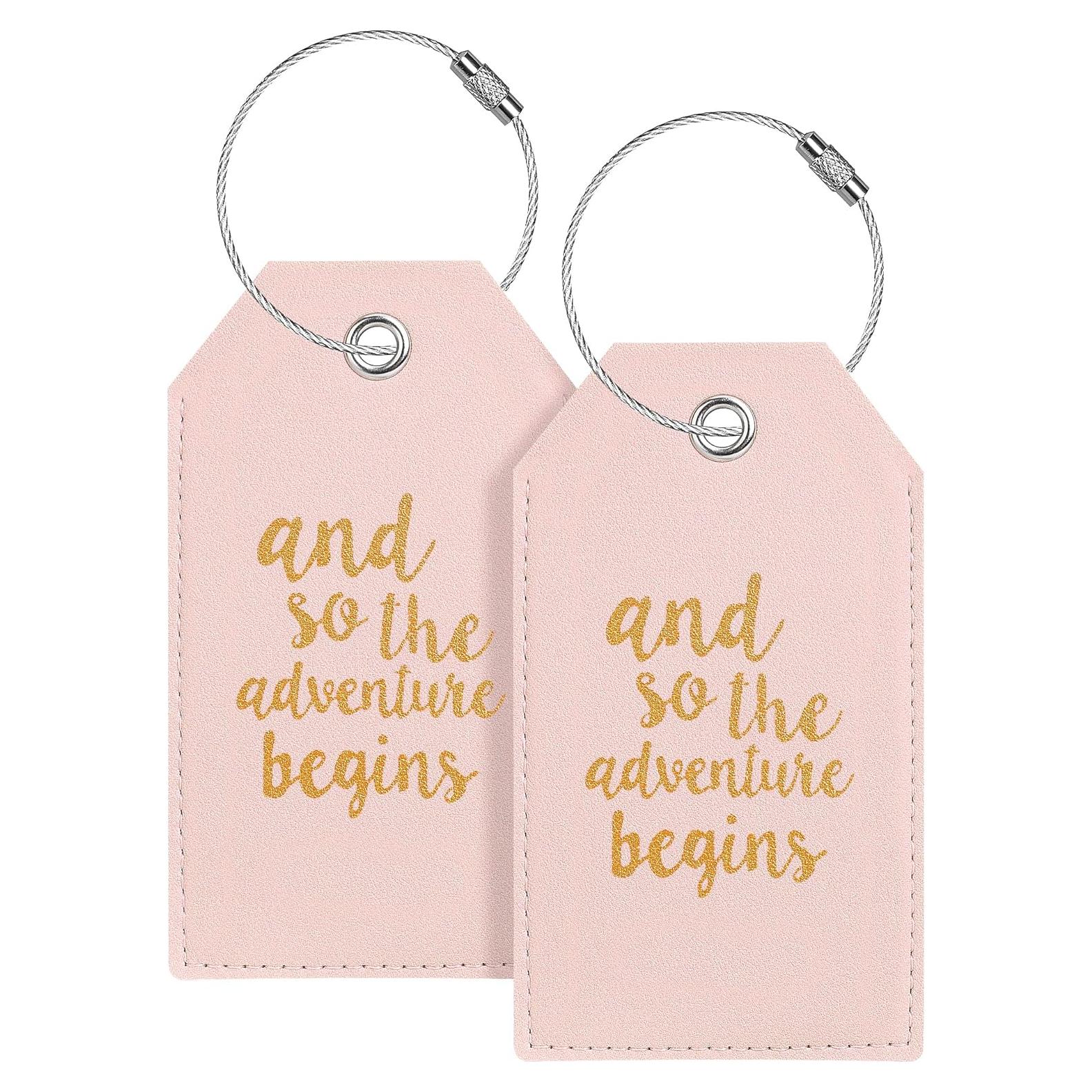 Etiquetas de Equipaje Personalizadas CASMONAL Cuero Rosa 2 Pzas