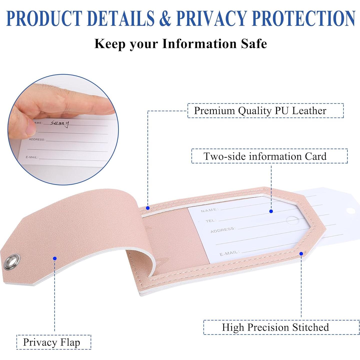 Etiquetas de Equipaje Personalizadas CASMONAL Cuero Rosa 2 Pzas