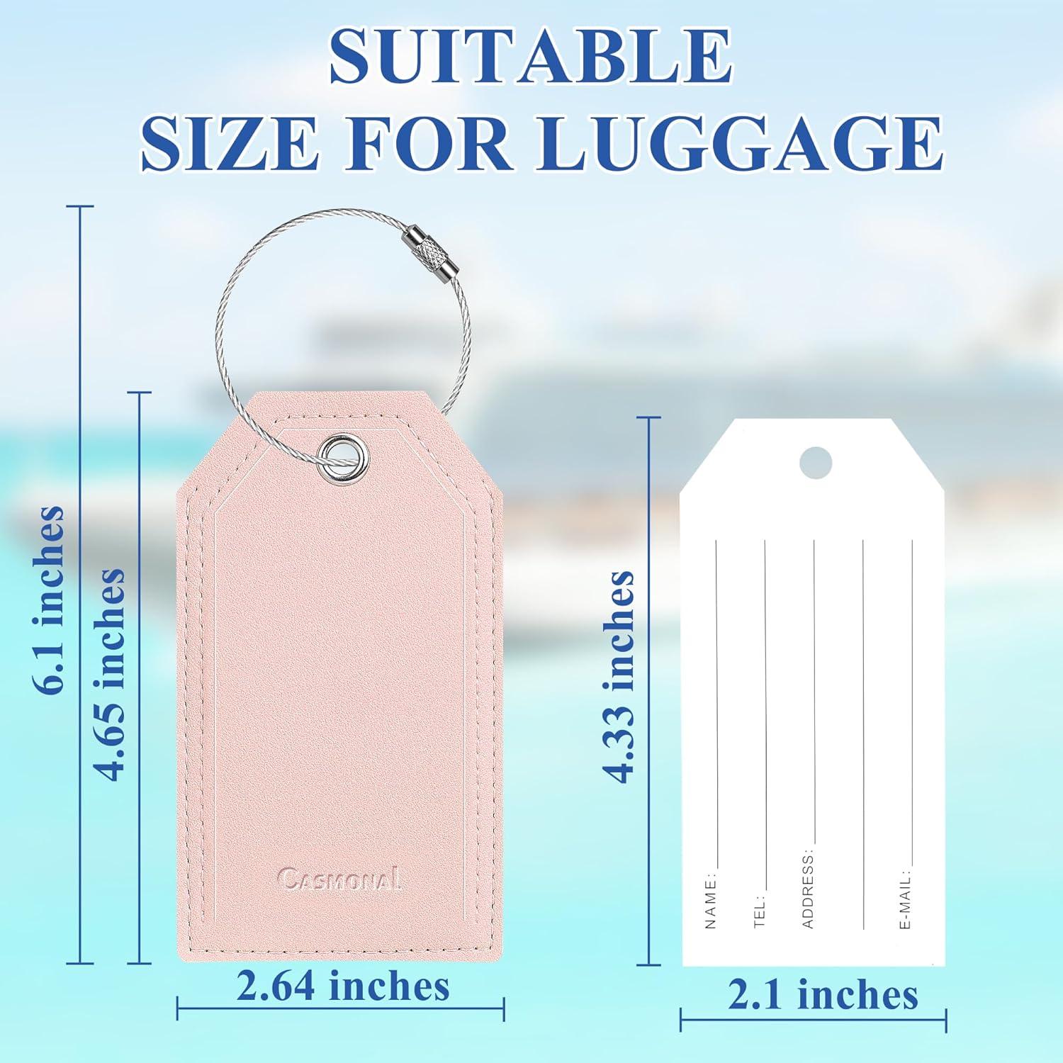 Etiquetas de Equipaje Personalizadas CASMONAL Cuero Rosa 2 Pzas