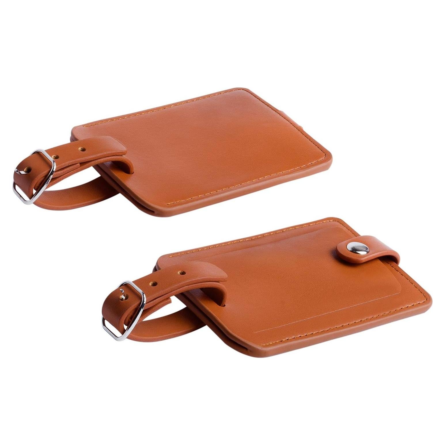 Etiquetas de Equipaje de Cuero PU Z - Pack de 2 Marrón