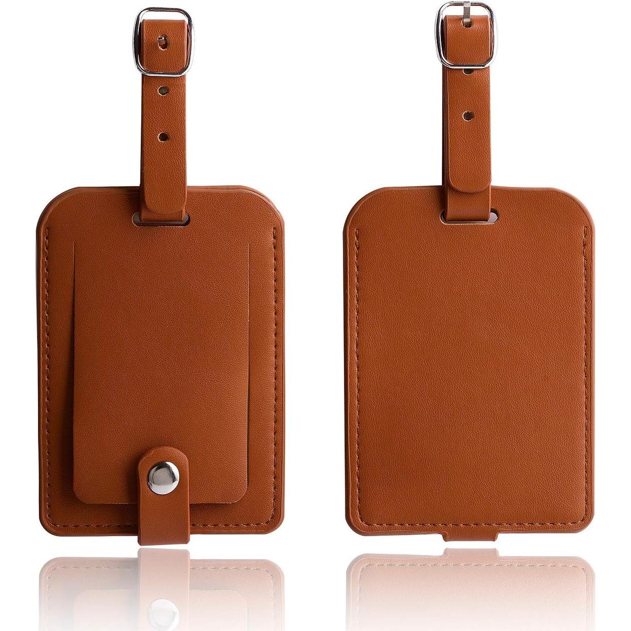Etiquetas de Equipaje de Cuero PU Z - Pack de 2 Marrón