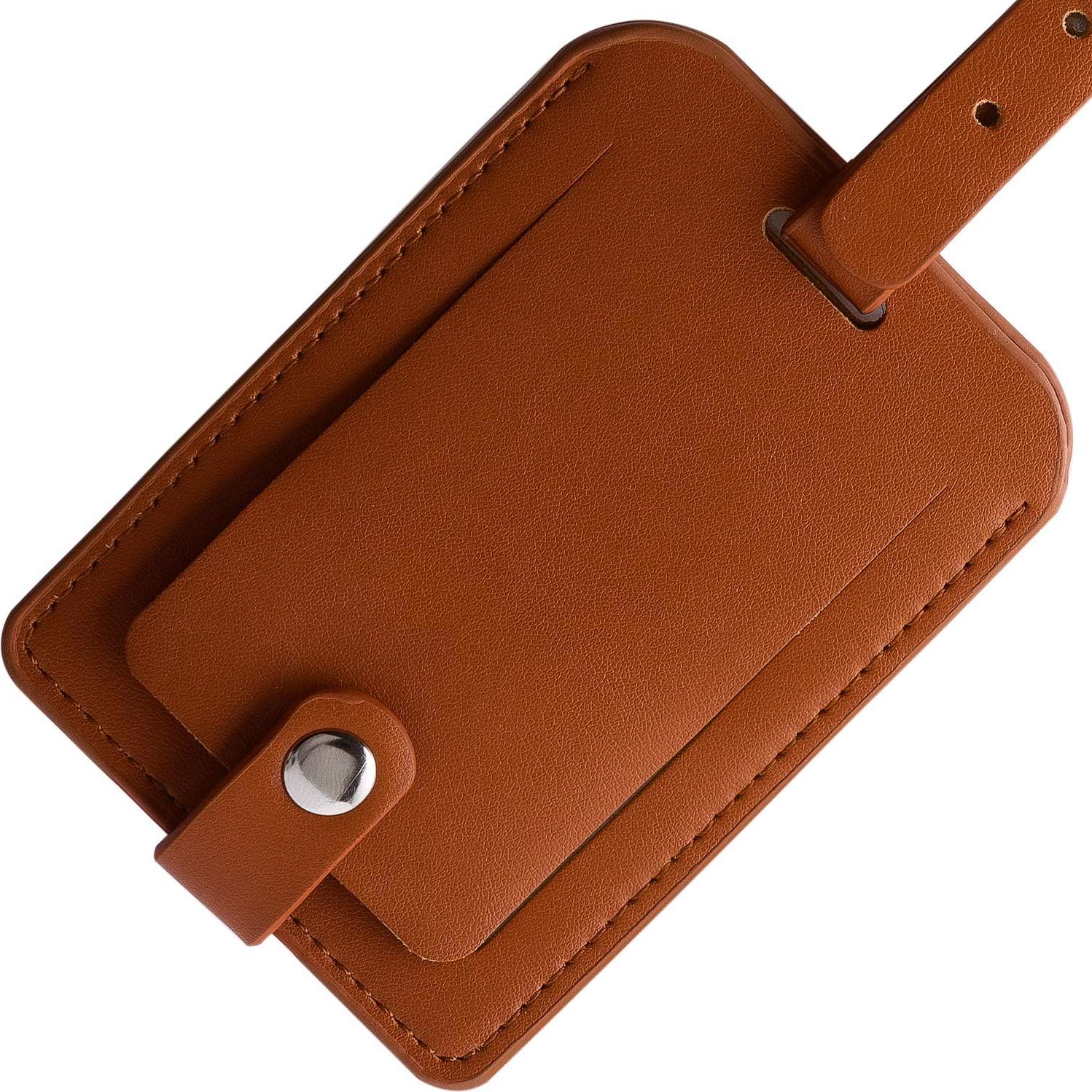 Etiquetas de Equipaje de Cuero PU Z - Pack de 2 Marrón