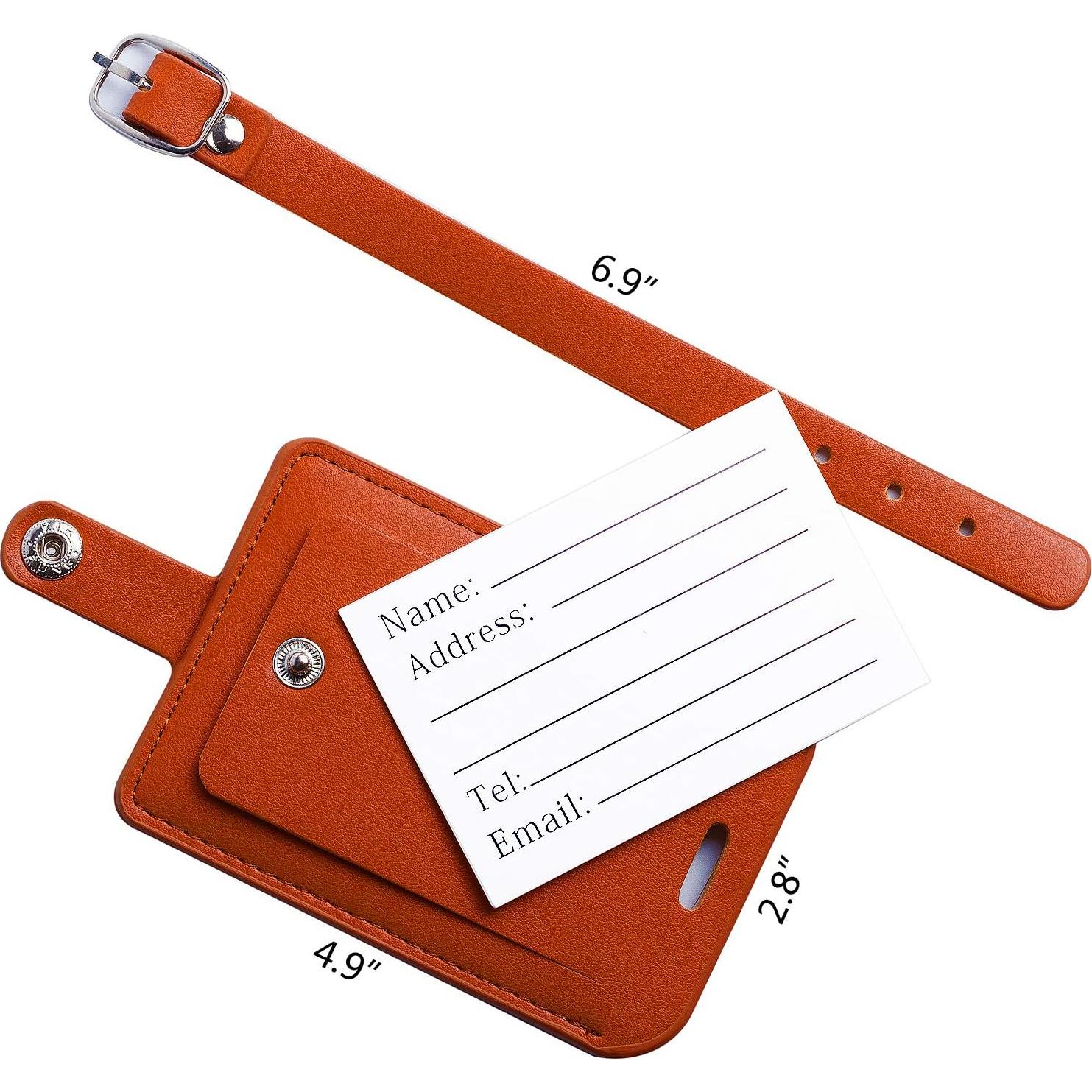 Etiquetas de Equipaje de Cuero PU Z - Pack de 2 Marrón