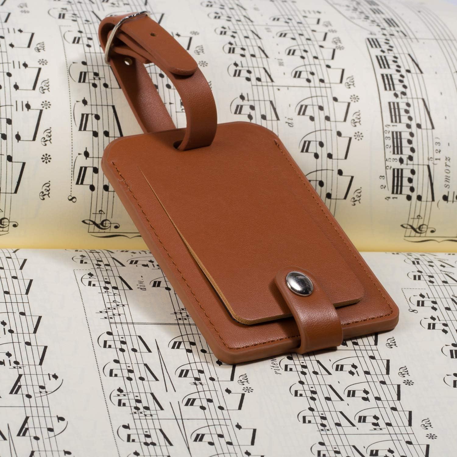 Etiquetas de Equipaje de Cuero PU Z - Pack de 2 Marrón