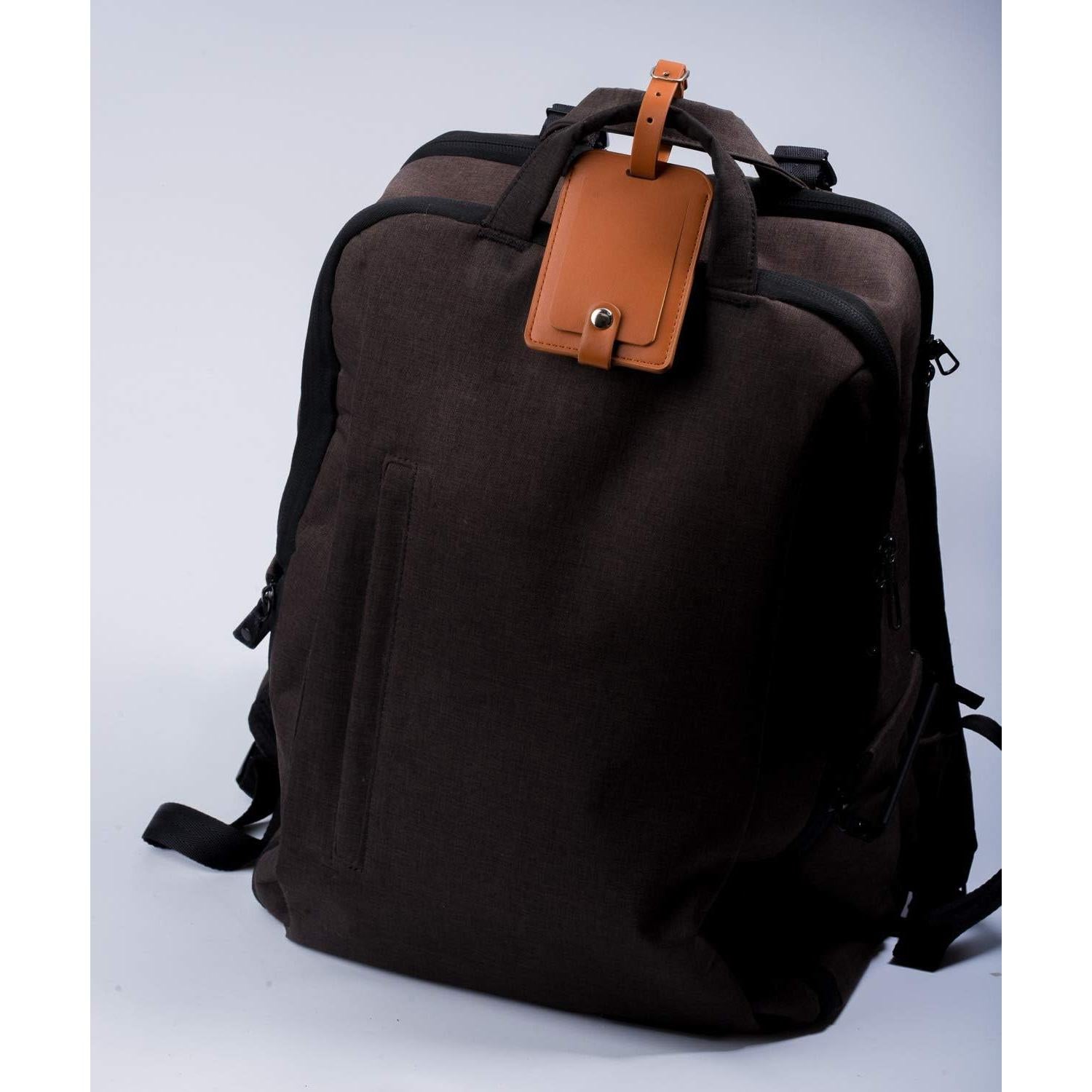 Etiquetas de Equipaje de Cuero PU Z - Pack de 2 Marrón