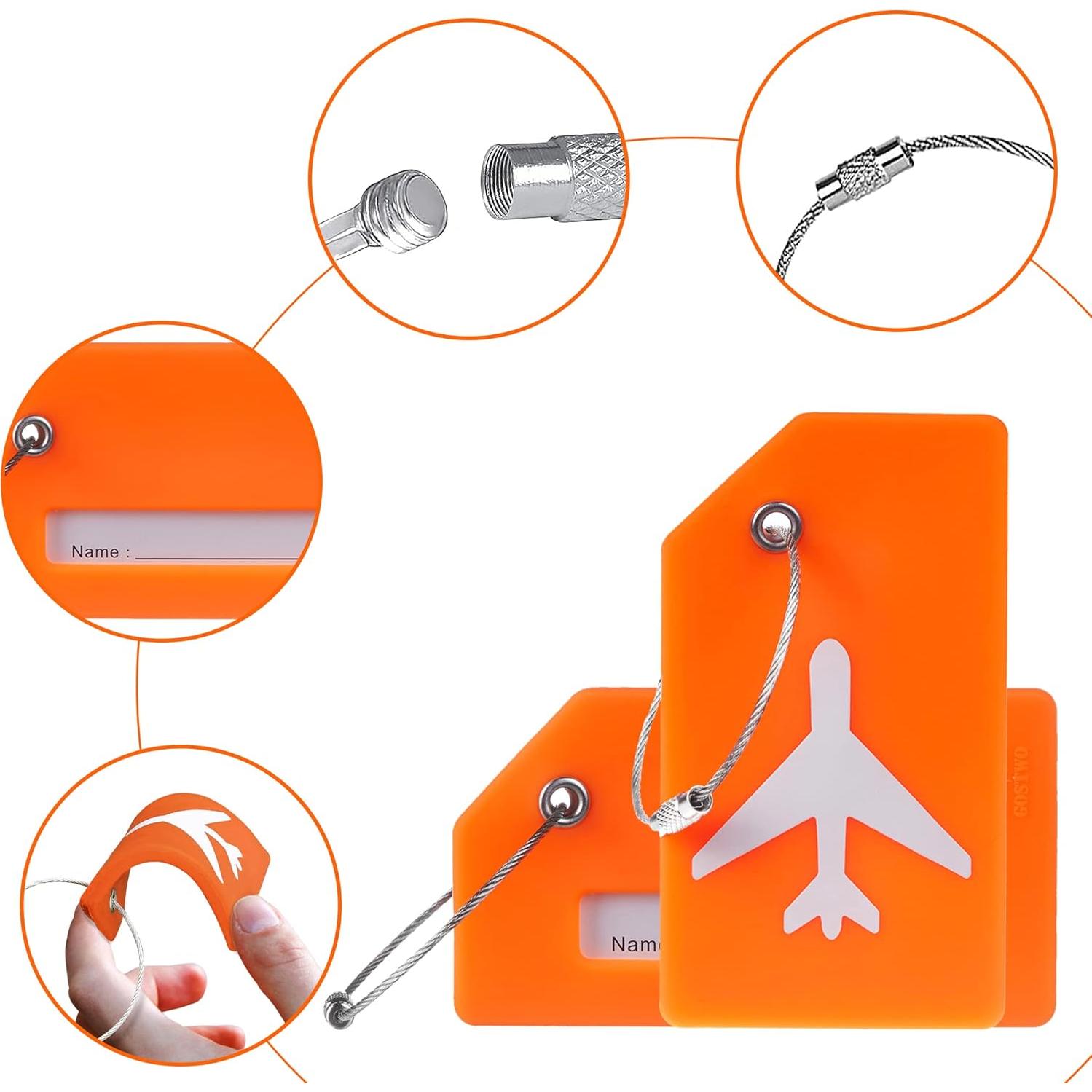Etiquetas de Equipaje de Silicona Gostwo 2 Piezas Naranja
