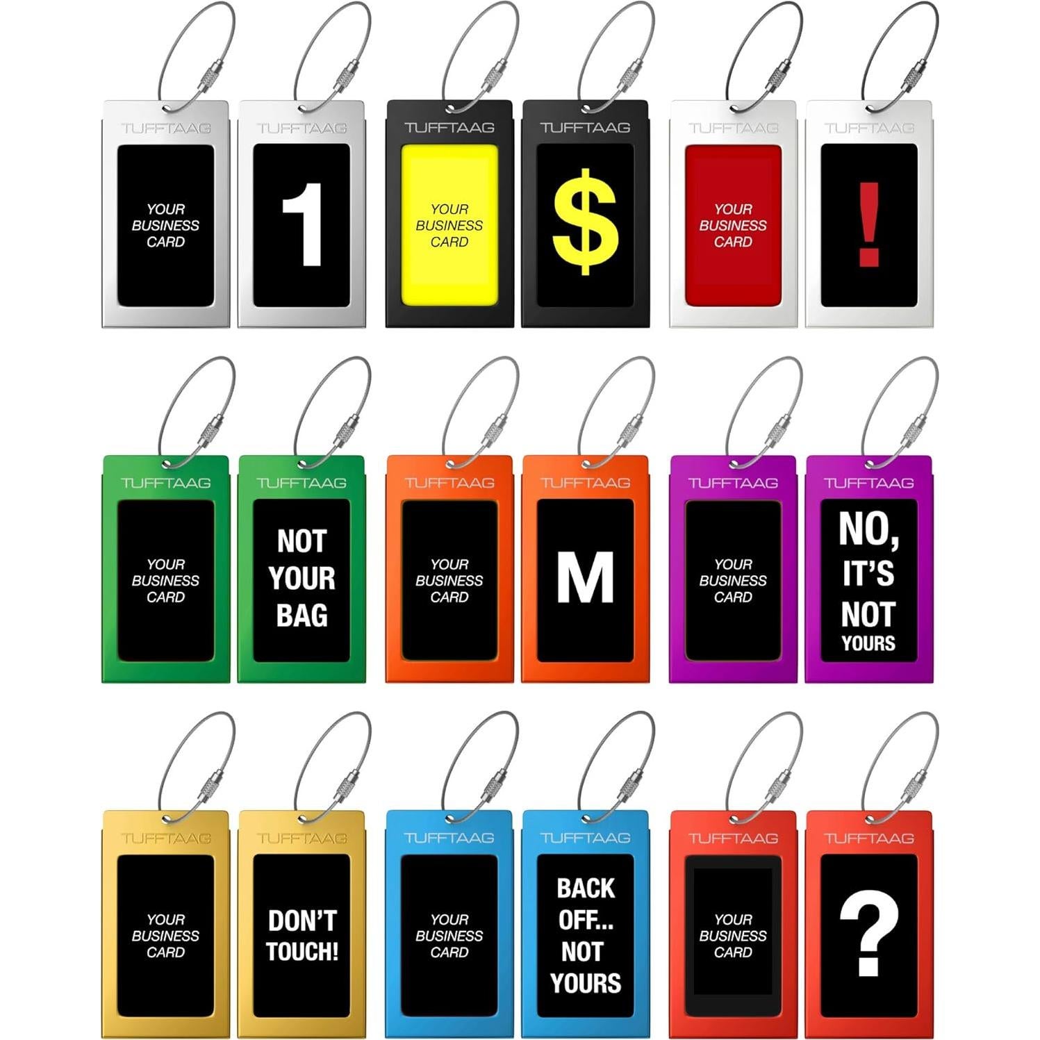 Portaetiquetas de Equipaje TUFFTAAG - 2 Etiquetas de Acero Inoxidable