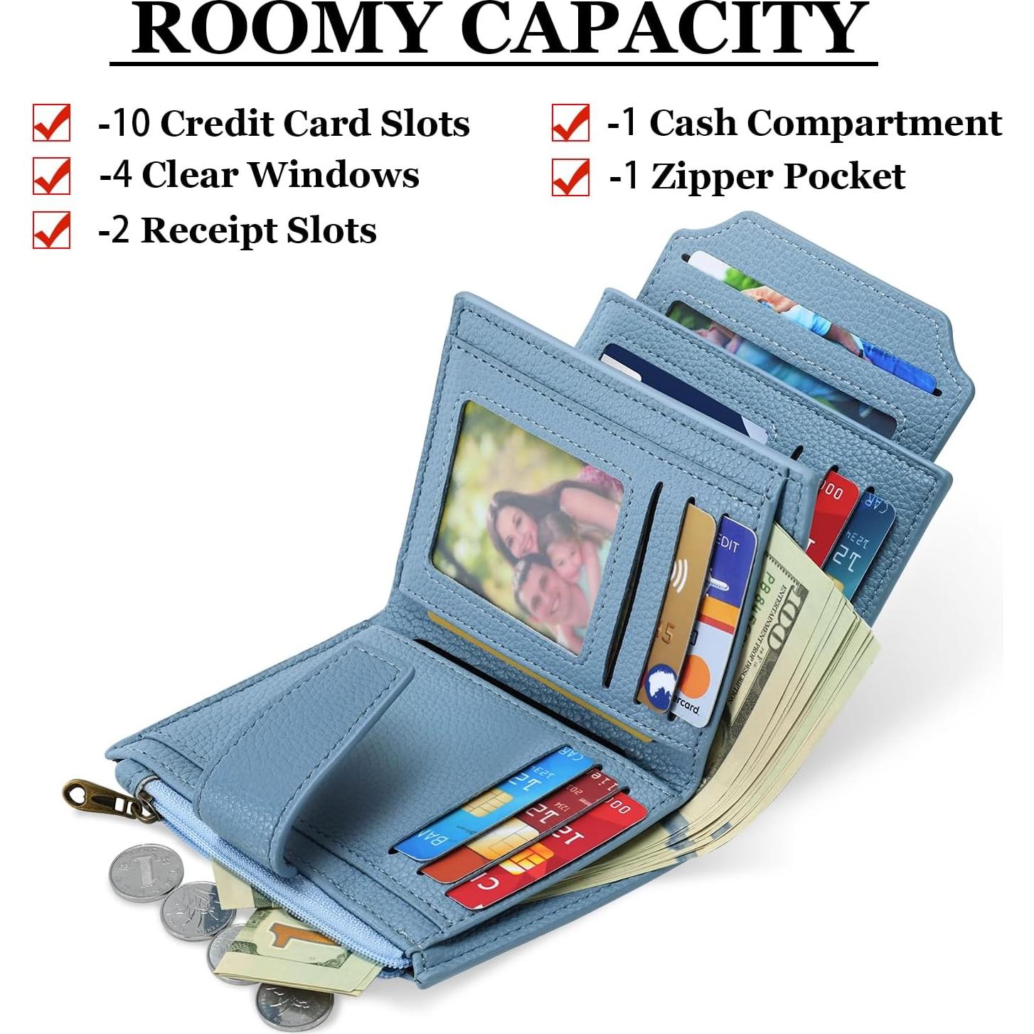 Billetera Compacta para Mujeres Airkit con Bloqueo RFID Azul