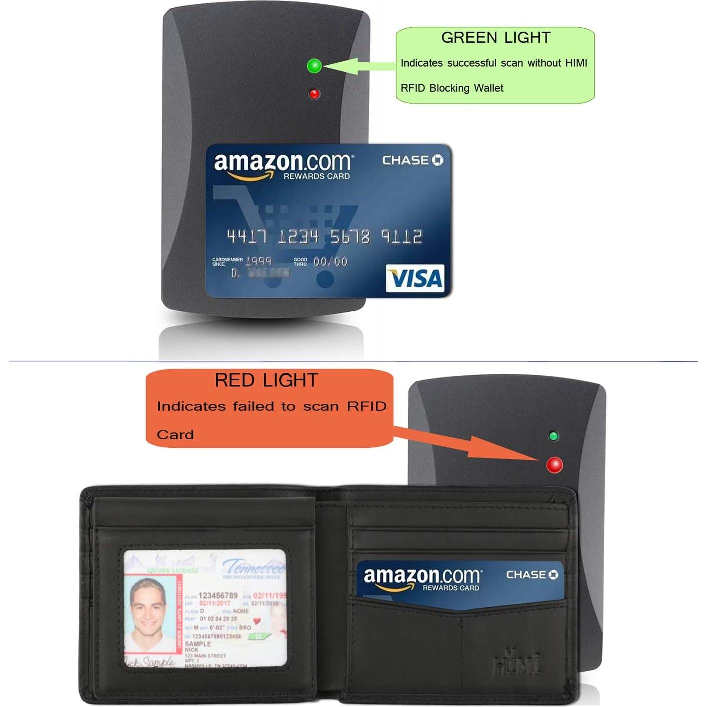 Billetera Bifold de Cuero Genuino Negro Vintage con Bloqueo RFID