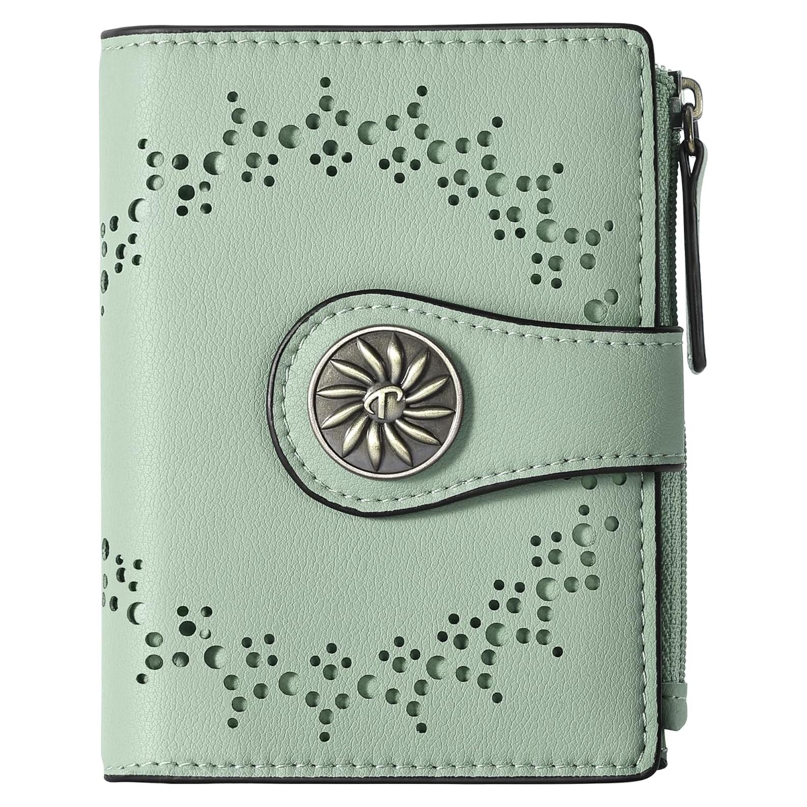 Billetera Bifold para Mujeres Tipmile Verde con Bloqueo RFID