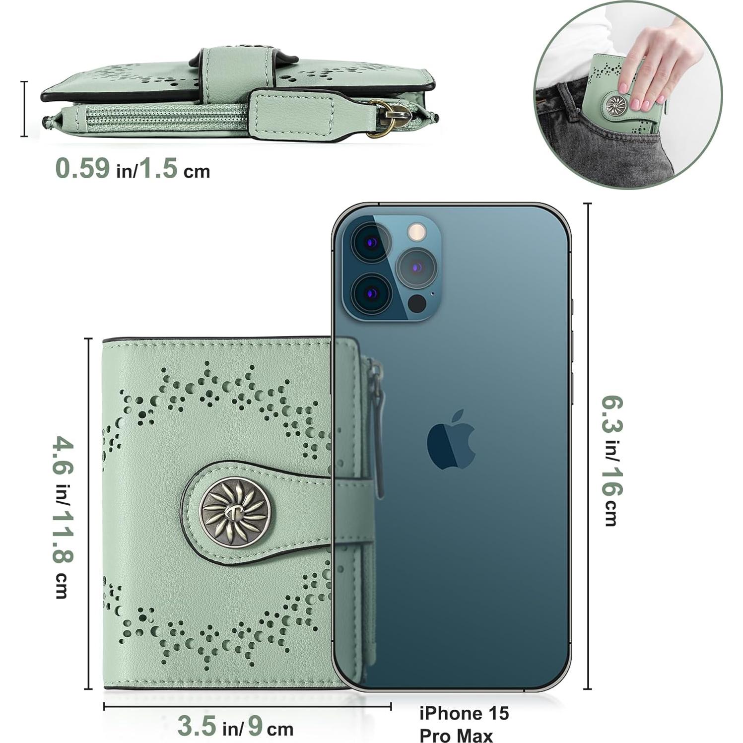 Billetera Bifold para Mujeres Tipmile Verde con Bloqueo RFID