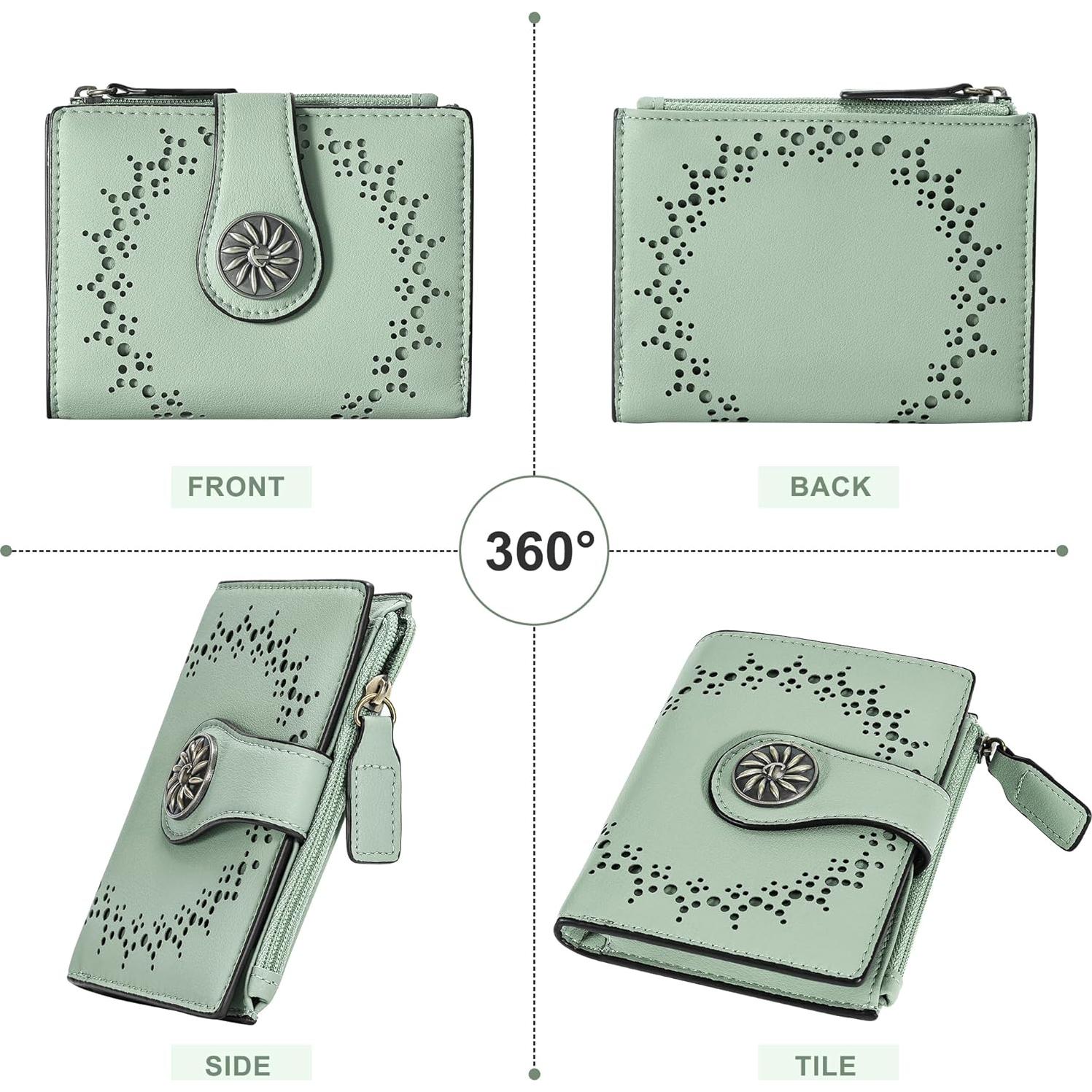 Billetera Bifold para Mujeres Tipmile Verde con Bloqueo RFID
