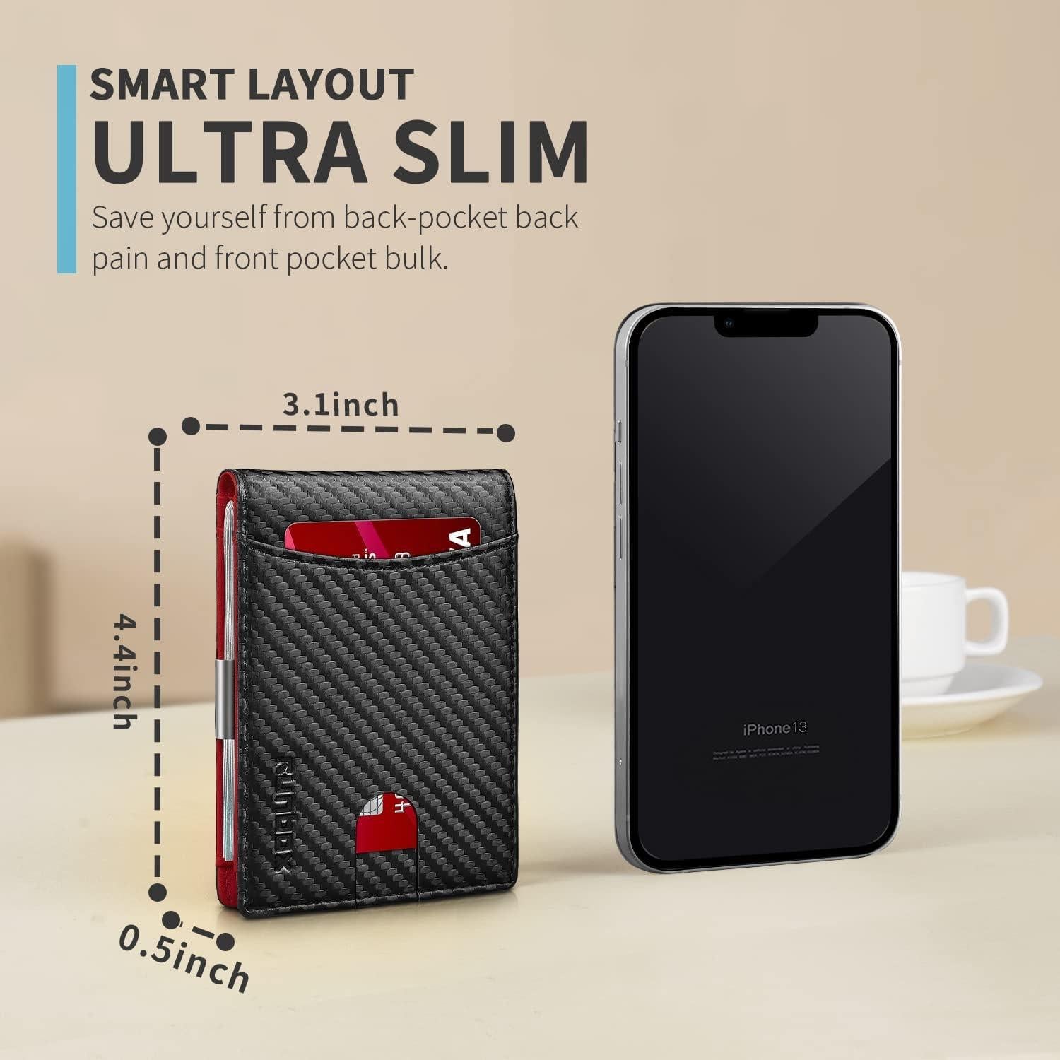 Cartera Bifold RUNBOX Slim para Hombres con Bloqueo RFID