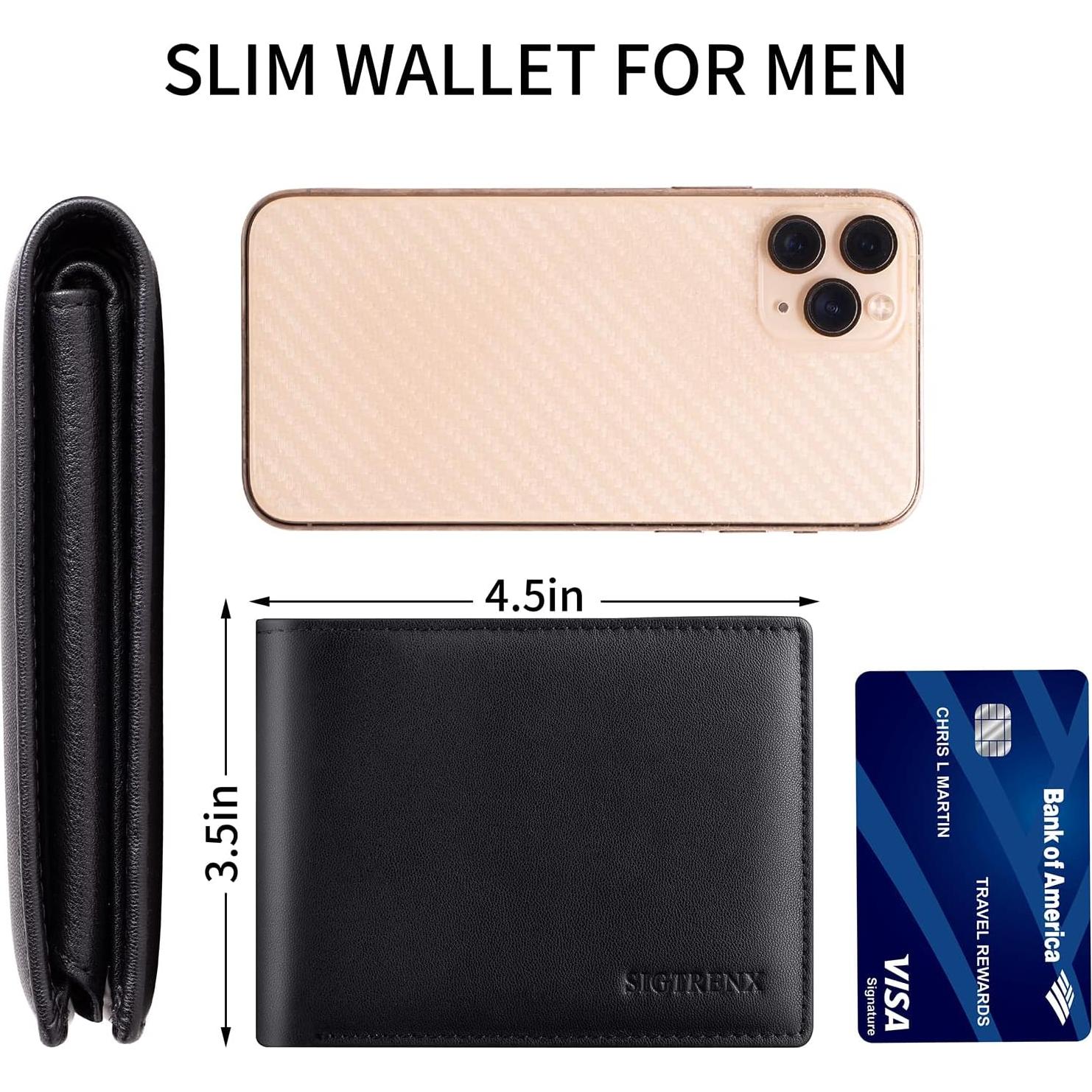 Cartera Bifold de Cuero Genuino Sigtrenx con Bloqueo RFID