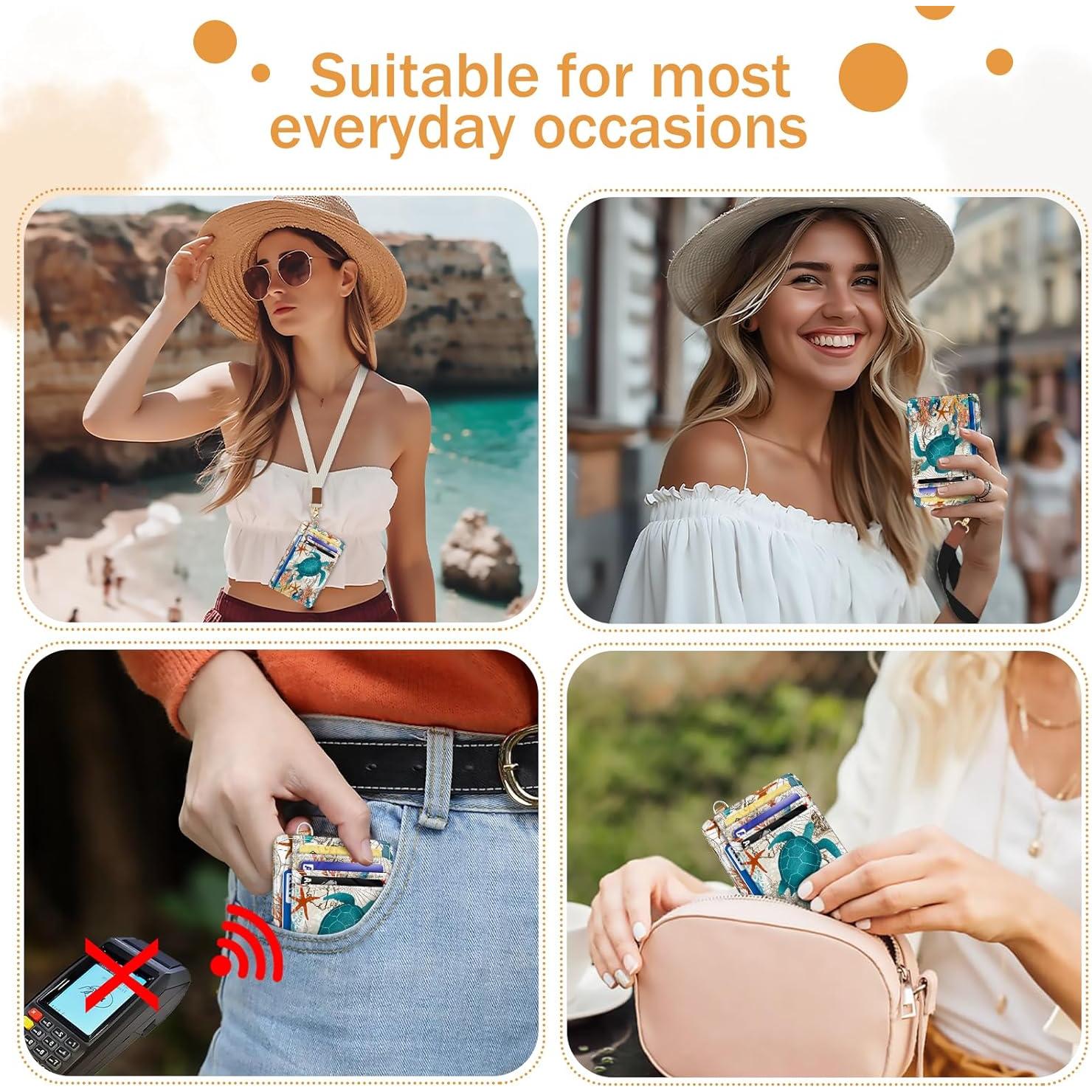 Billetera delgada para tarjetas Yonlevres Tortuga Marina RFID