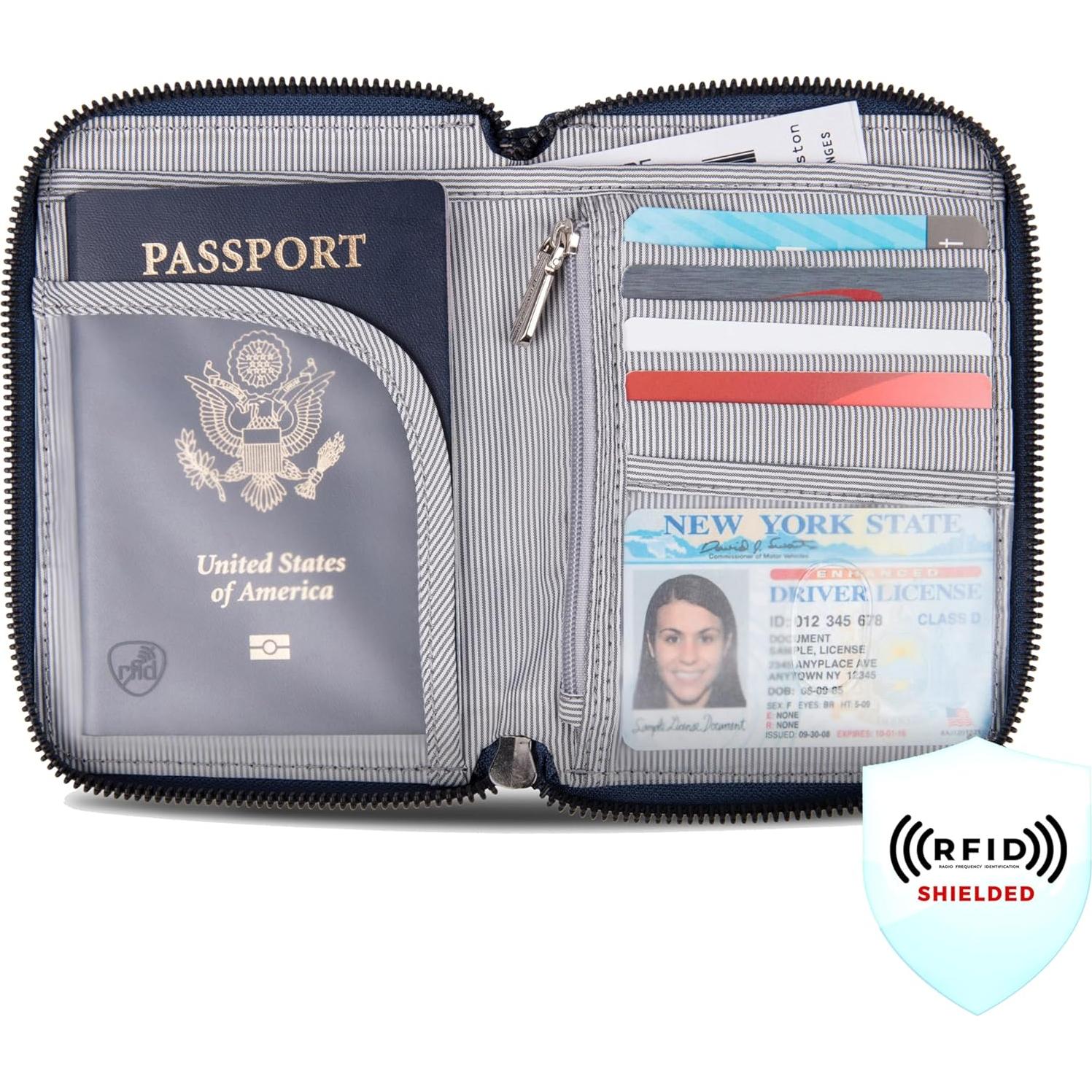 Billetera de viaje Travelon con bloqueo RFID para pasaporte