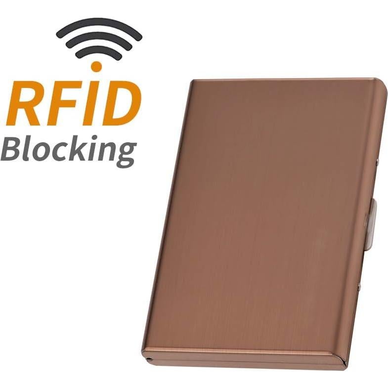 Cartera Porta Tarjetas RFID EASTNIGHTS Acero Inoxidable Oro Rosa