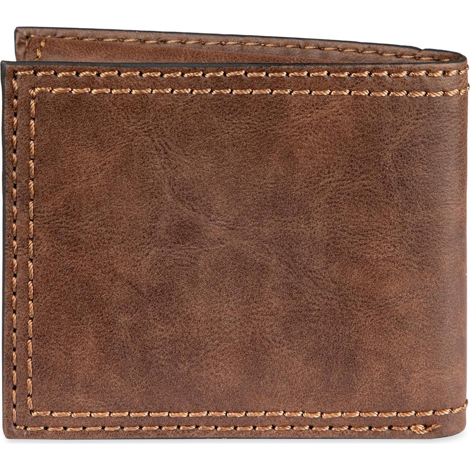 Billetera Bifold Hombre Columbia - Cuero Marrón Oscuro, RFID