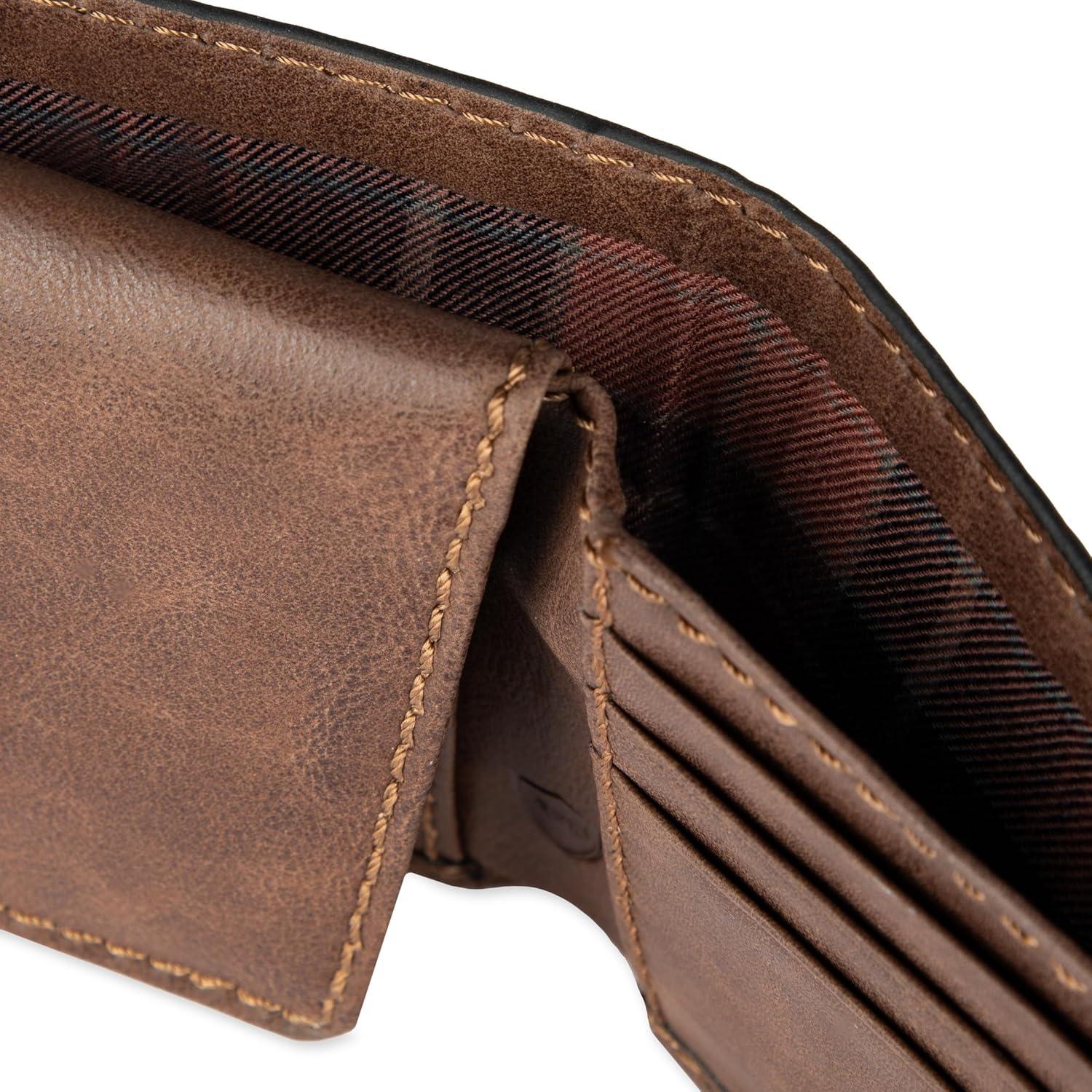 Billetera Bifold Hombre Columbia - Cuero Marrón Oscuro, RFID