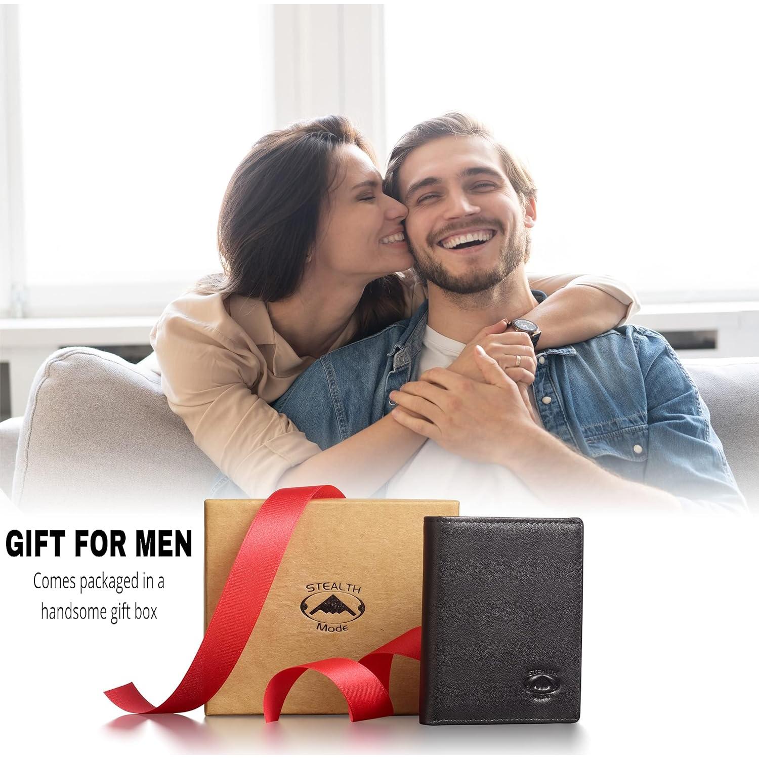 Billetera de cuero trifold Stealth Mode con bloqueo RFID