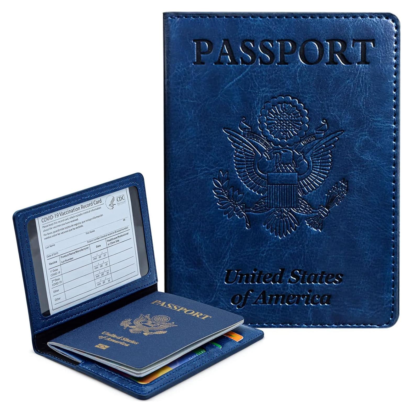 Funda de Pasaporte KAOBAN Azul Marino con Bloqueo RFID