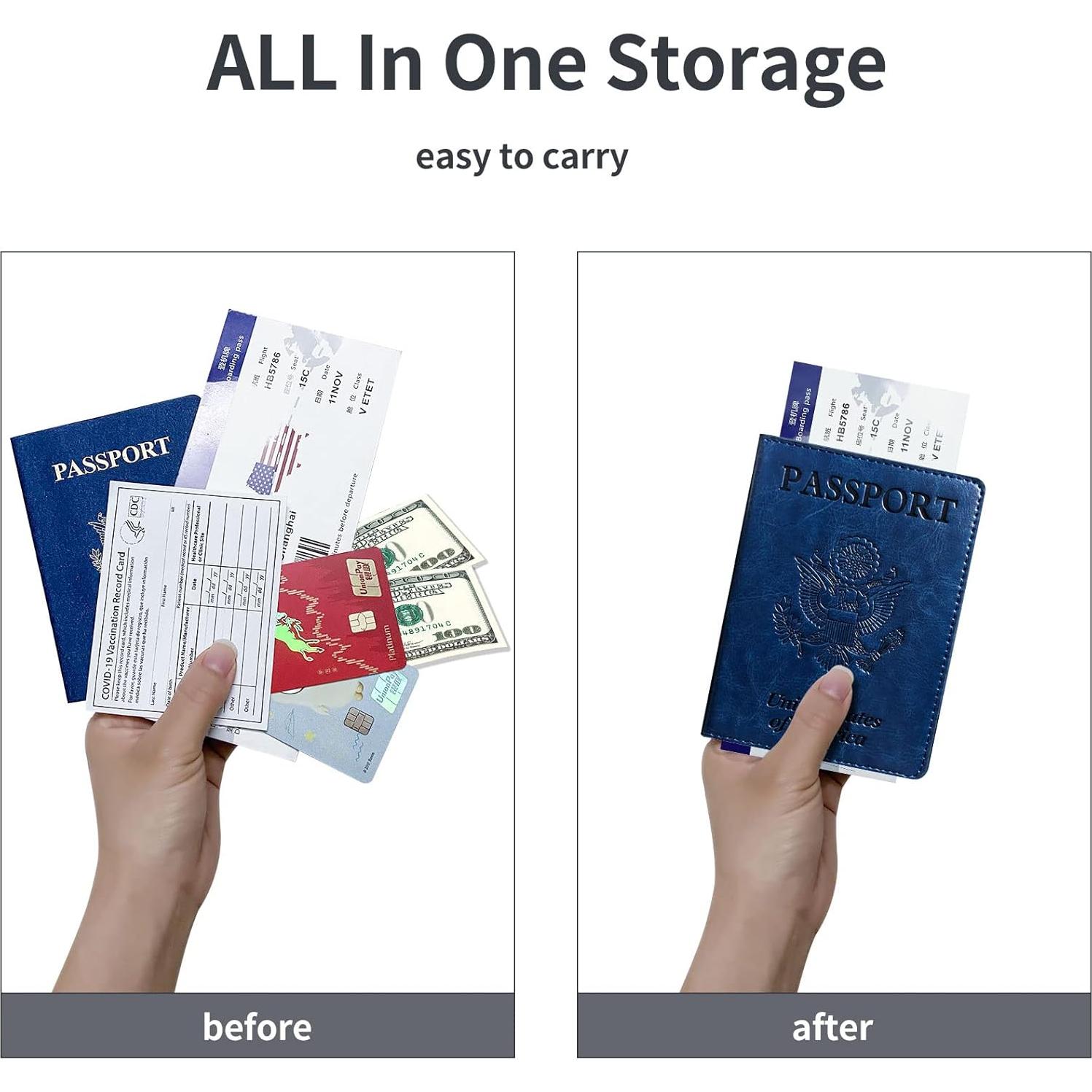 Funda de Pasaporte KAOBAN Azul Marino con Bloqueo RFID