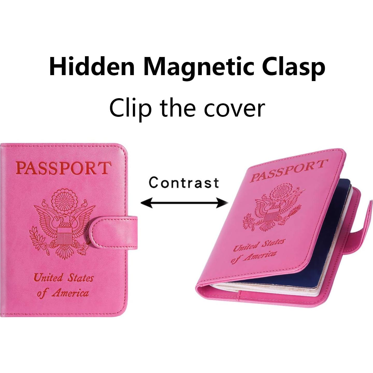 Funda de Pasaporte PASCACOO Rosa con Bloqueo RFID y Tarjetero