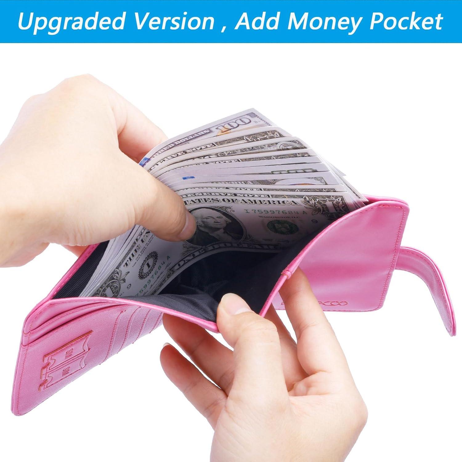 Funda de Pasaporte PASCACOO Rosa con Bloqueo RFID y Tarjetero