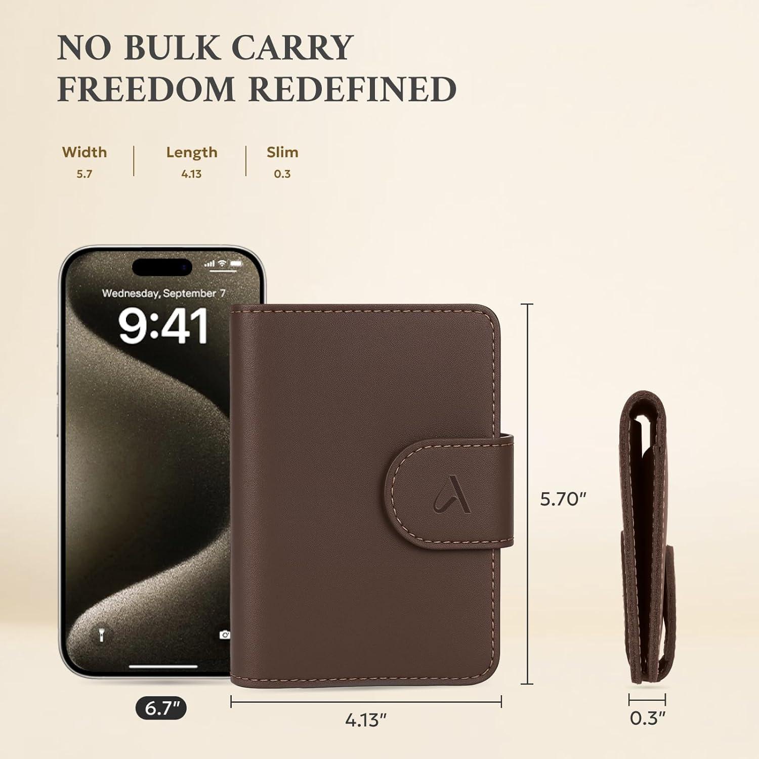 Porta Pasaporte ALLIVE de Cuero Genuino RFID Marrón