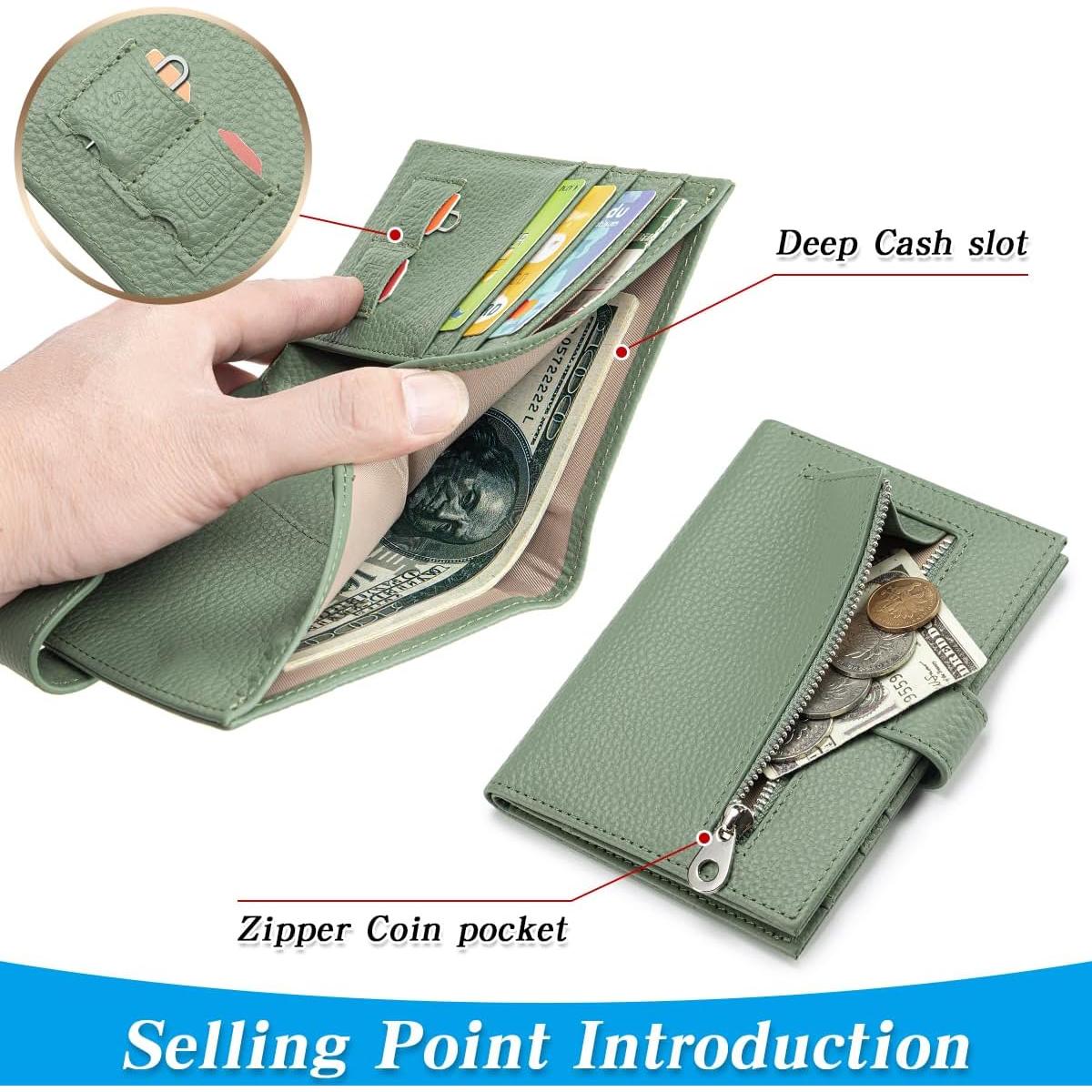 Portafolios Slim FREYAMIRA para Pasaporte Verde de Cuero