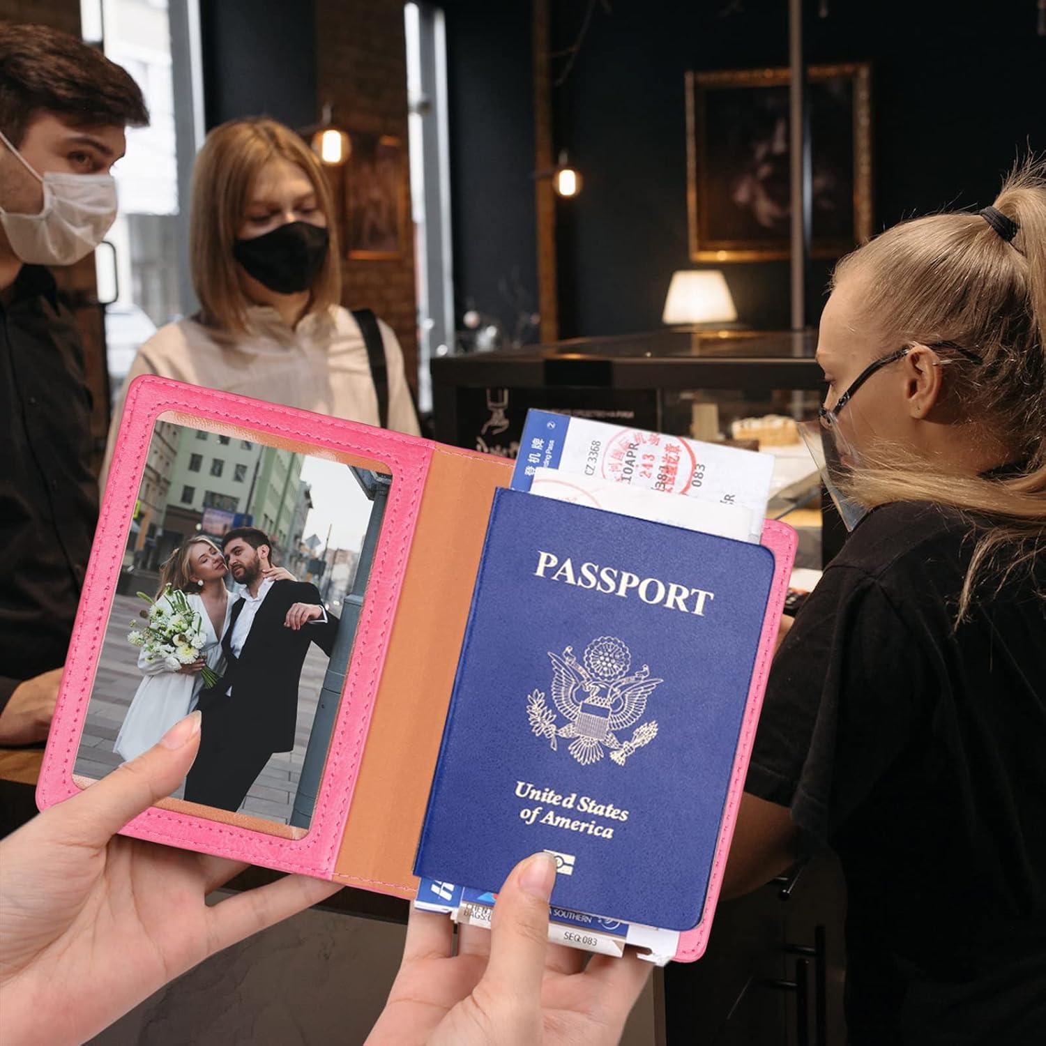 Portafolios de Pasaporte Herain 2 Pcs Minimalista Rosa y Púrpura