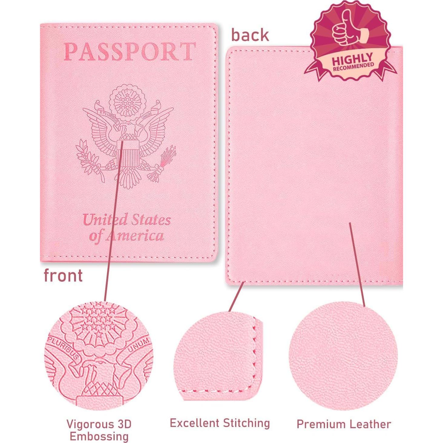 Cubierta de Pasaporte de Cuero Sizobi Rosa con Bloqueo RFID