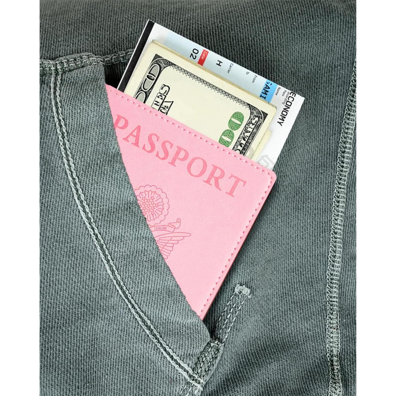 Cubierta de Pasaporte de Cuero Sizobi Rosa con Bloqueo RFID