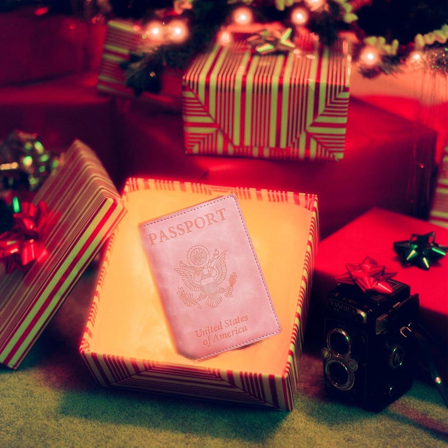 Cubierta de Pasaporte de Cuero Sizobi Rosa con Bloqueo RFID