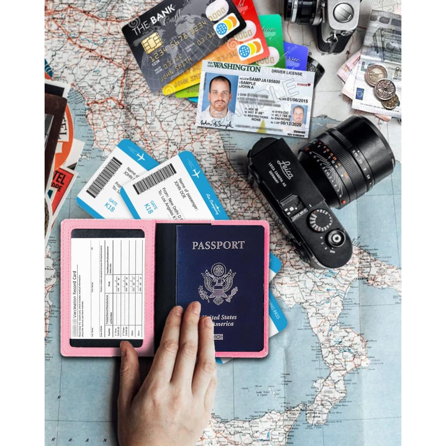 Cubierta de Pasaporte de Cuero Sizobi Rosa con Bloqueo RFID