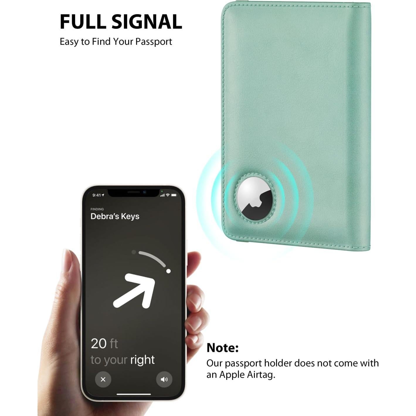 Portapasaportes Stouchi RFID con Ranura para AirTag - Azul Cielo