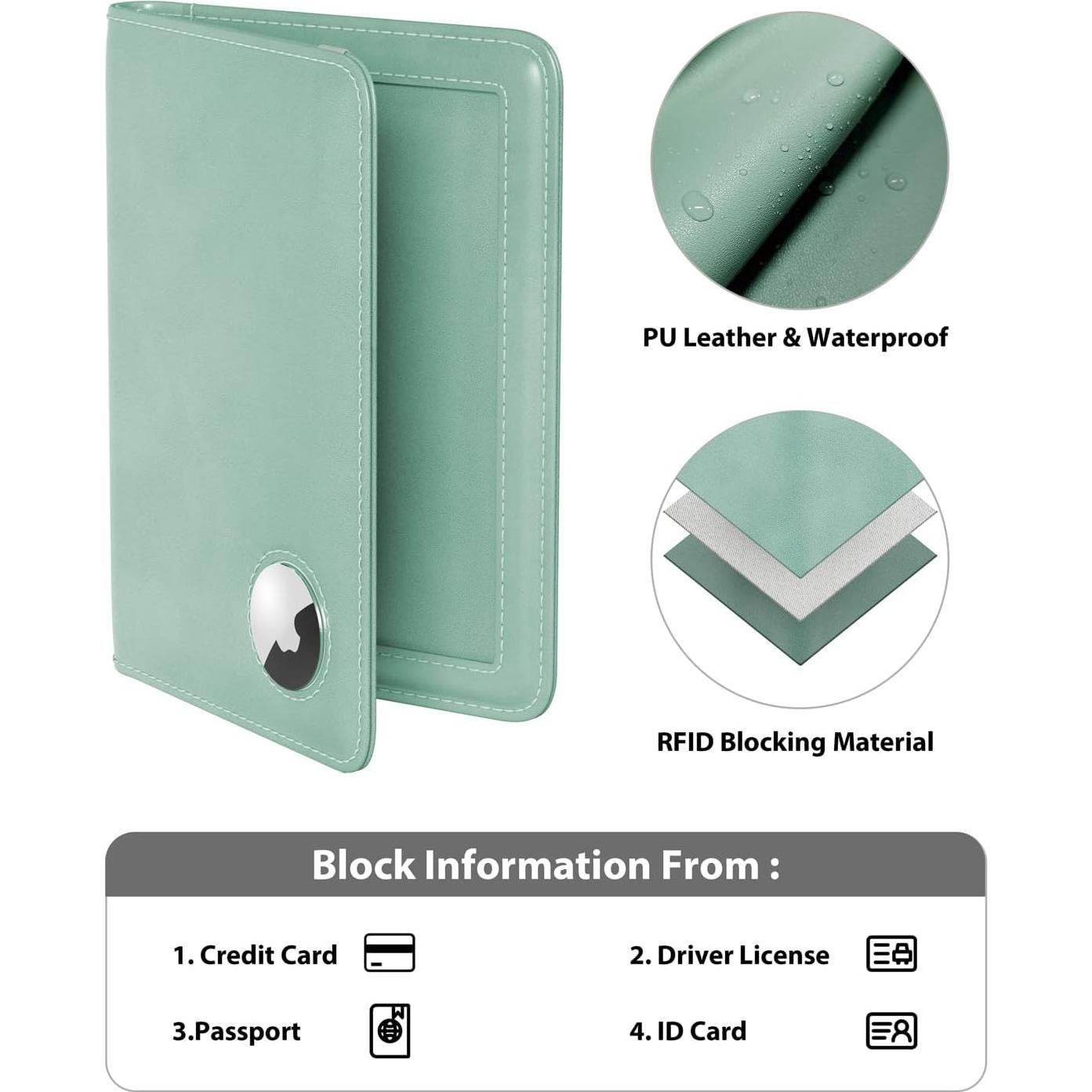 Portapasaportes Stouchi RFID con Ranura para AirTag - Azul Cielo