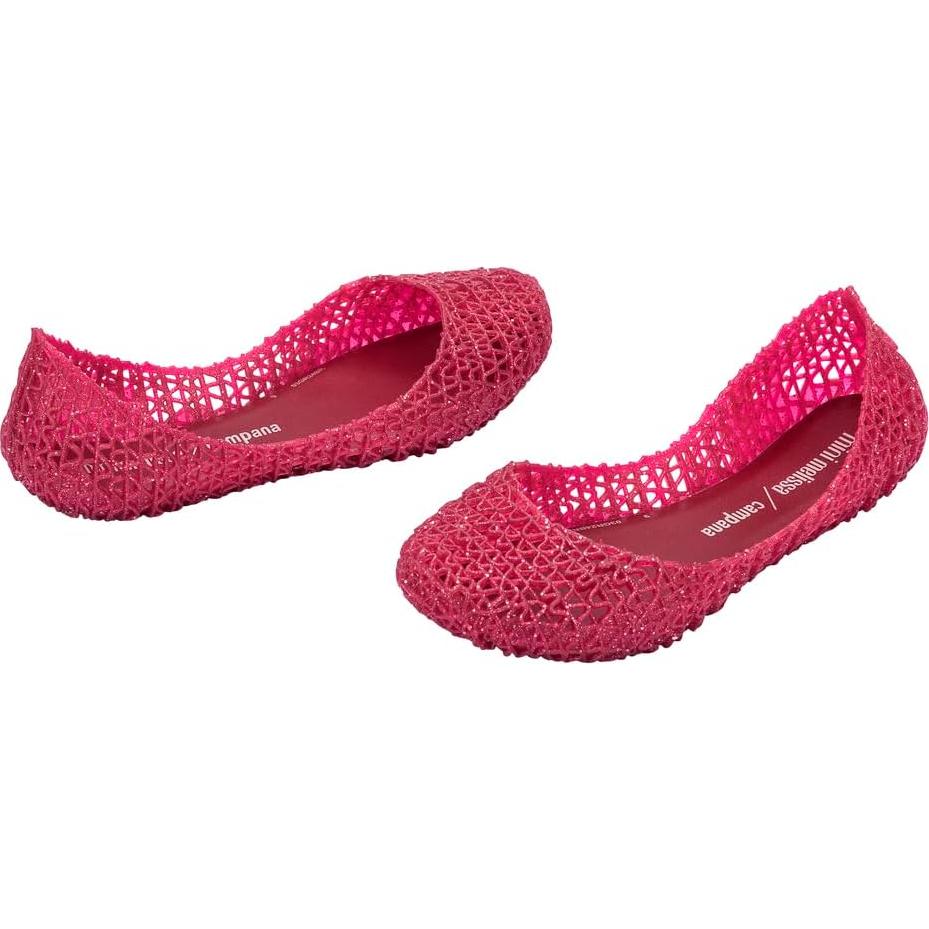 Mini Melissa Campana Papel Zapatos Jelly Niñas Glitter Rojo