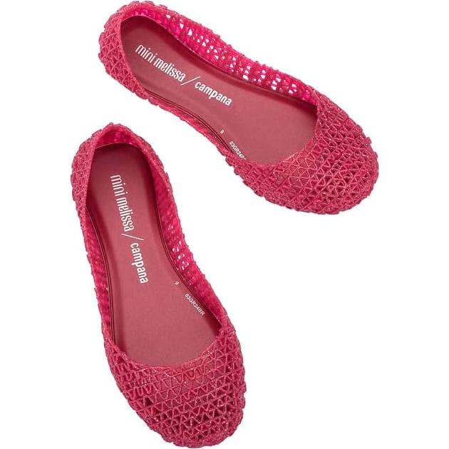 Mini Melissa Campana Papel Zapatos Jelly Niñas Glitter Rojo