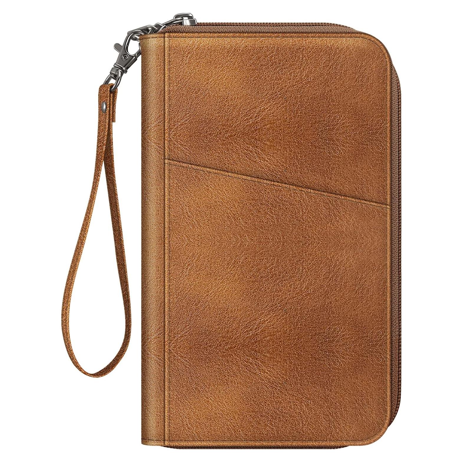 Billetera Organizador de Pasaporte Fintie APPA Marrón RFID