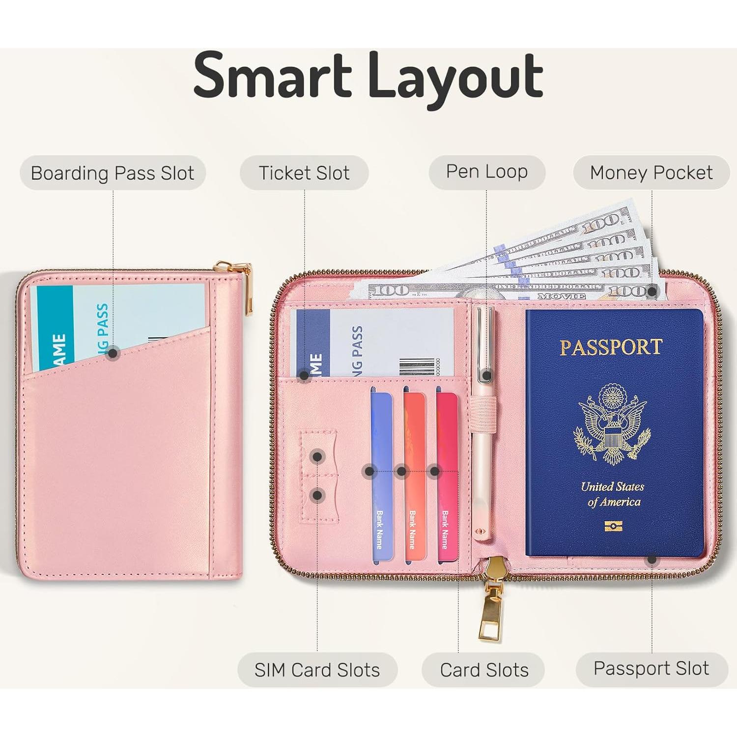 Funda para Pasaporte Forvencer con Cierre Cremallera Negra