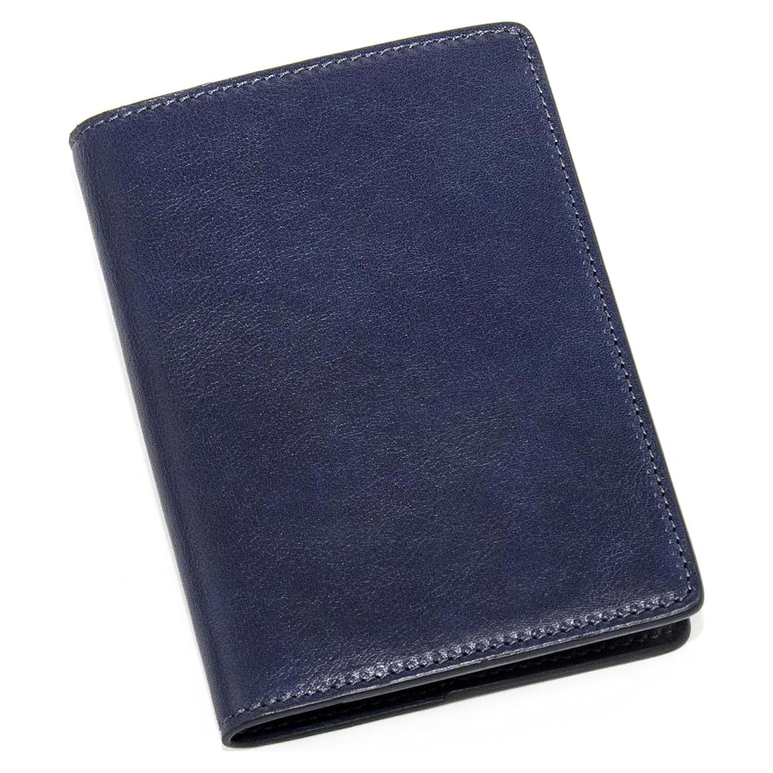 Funda de Pasaporte de Cuero Italiano Maruse Azul Marino