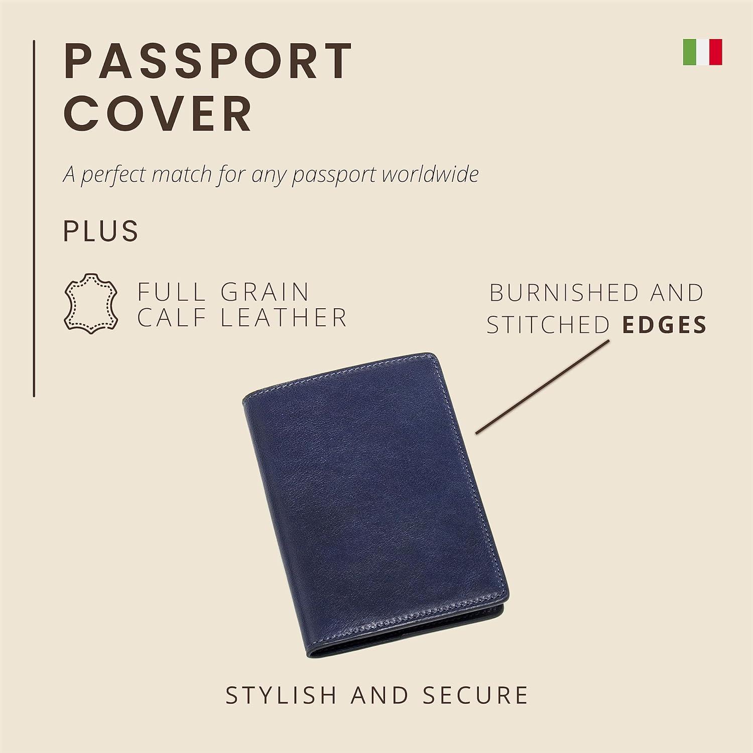 Funda de Pasaporte de Cuero Italiano Maruse Azul Marino