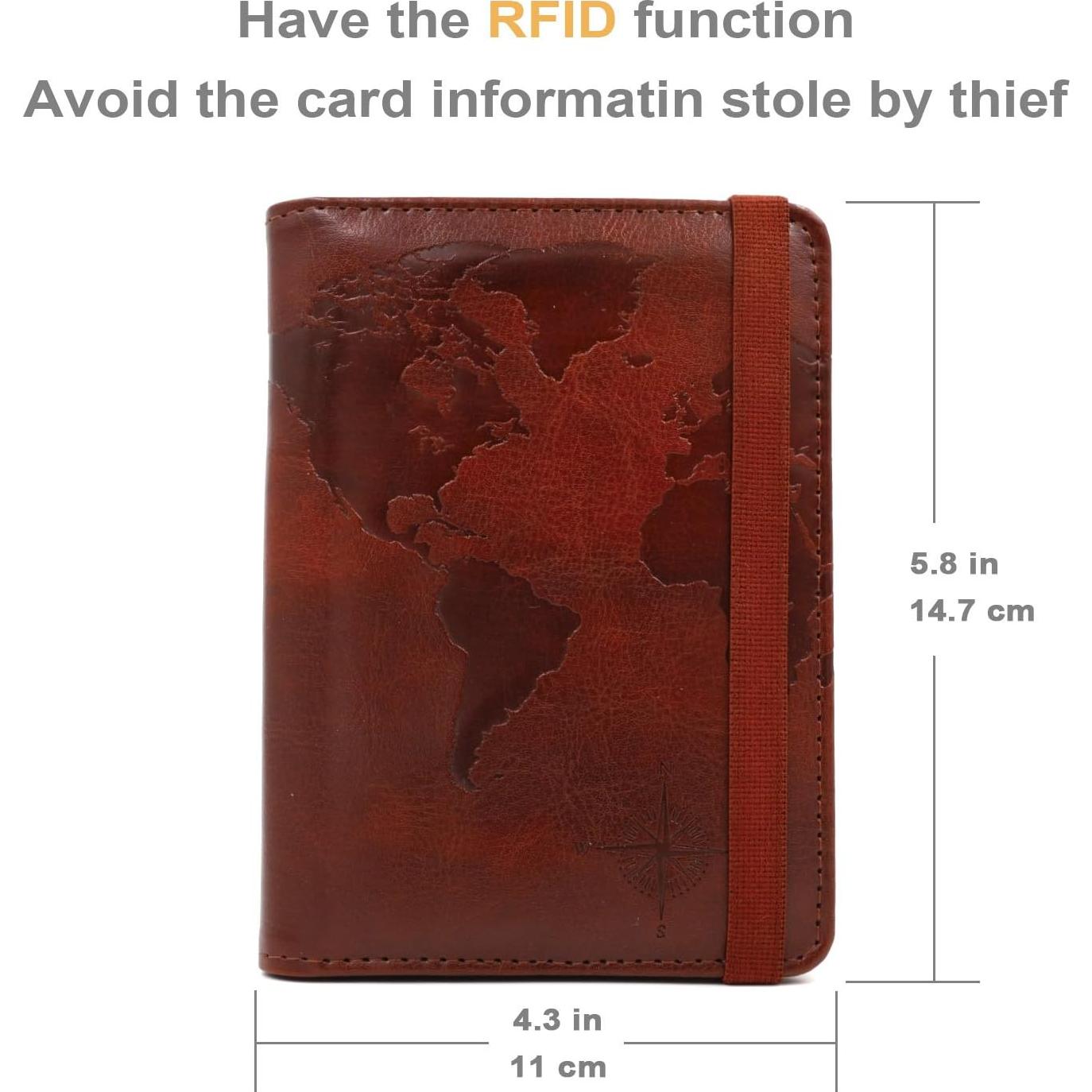 Funda de Pasaporte Kandouren con Bloqueo RFID - Cuero PU Marrón