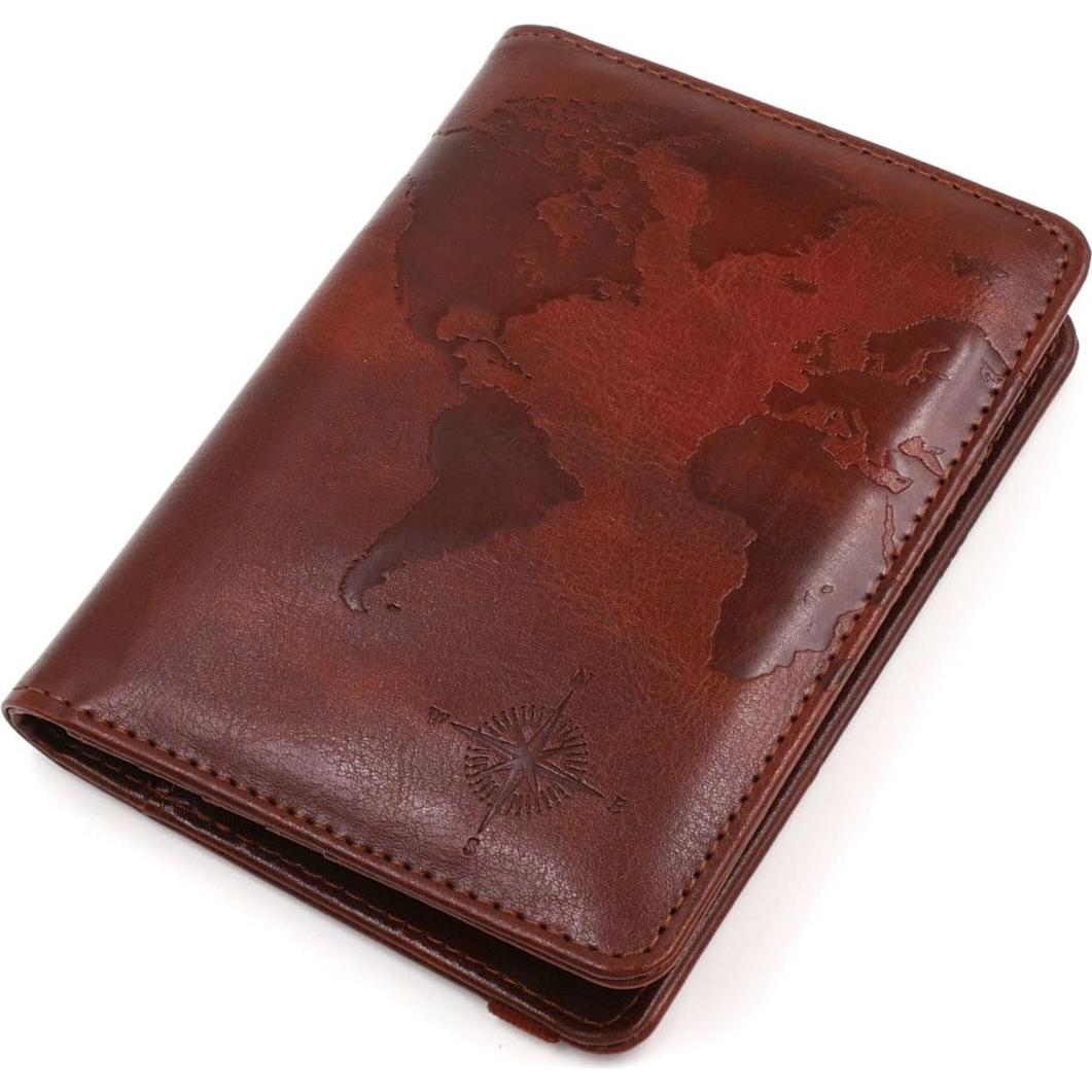 Funda de Pasaporte Kandouren con Bloqueo RFID - Cuero PU Marrón