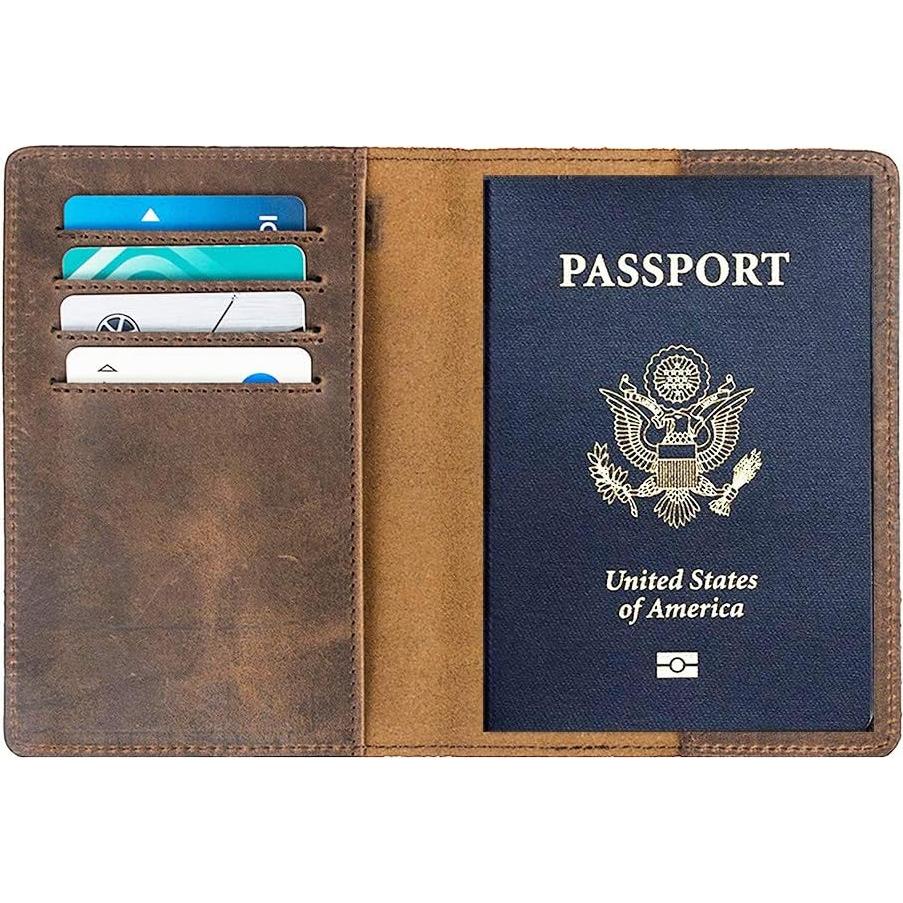 Portafolios de Pasaporte AGBIADD Cuero Genuino Café RFID