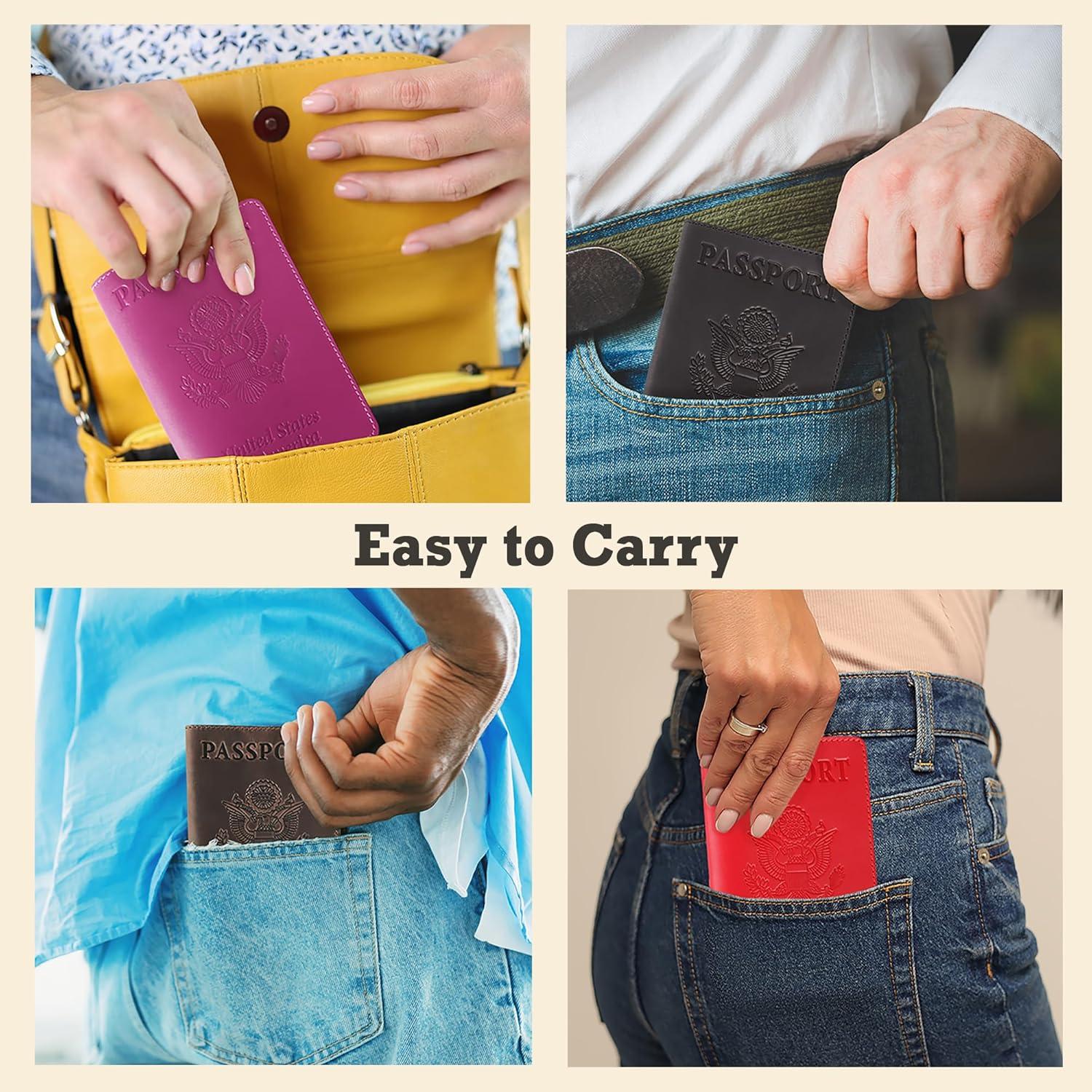 Cubierta de Pasaporte de Cuero Shvigel - Azul Claro Vintage